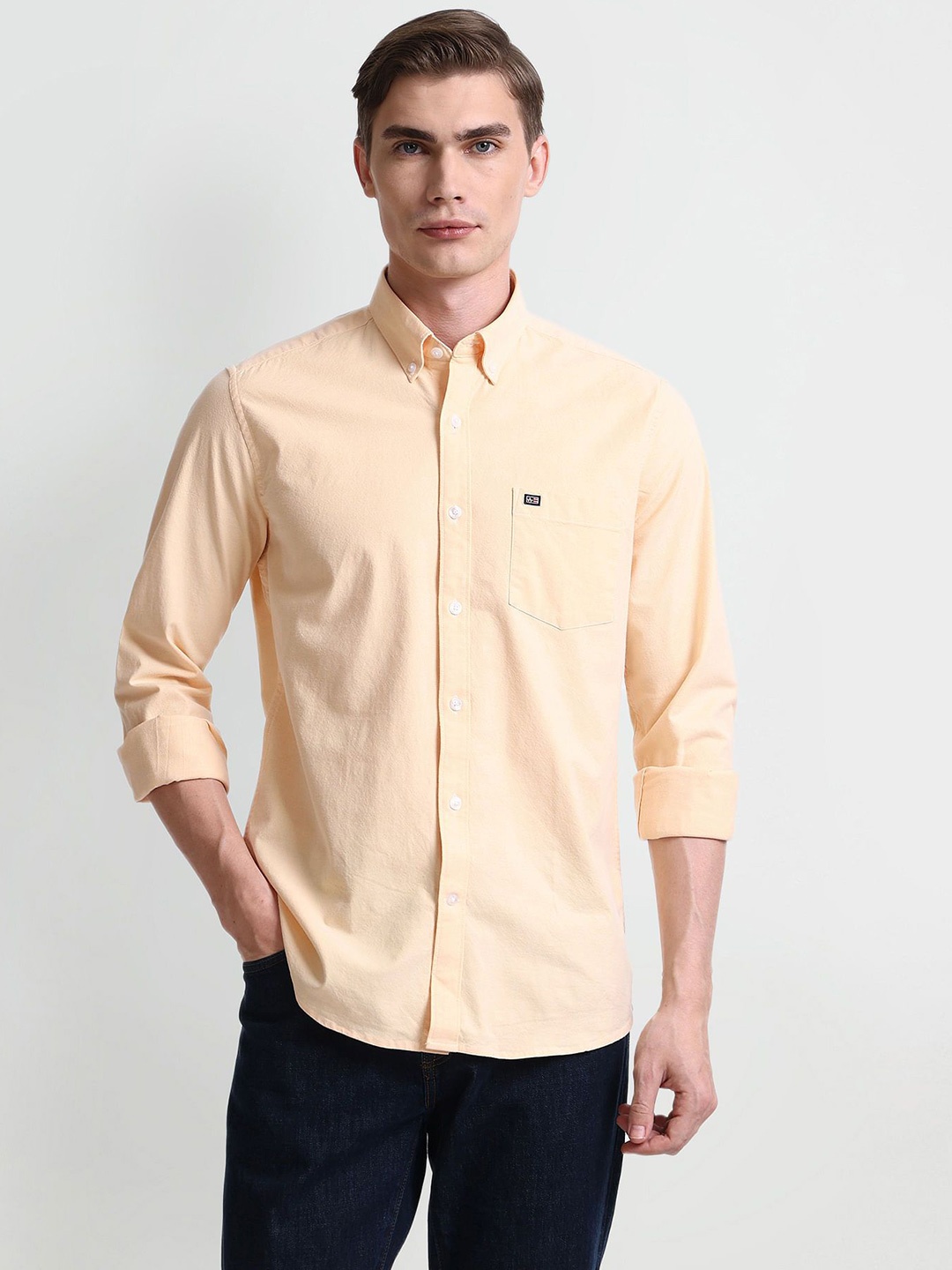 

Arrow Sport Men Slim Fit Opaque Casual Shirt, Yellow