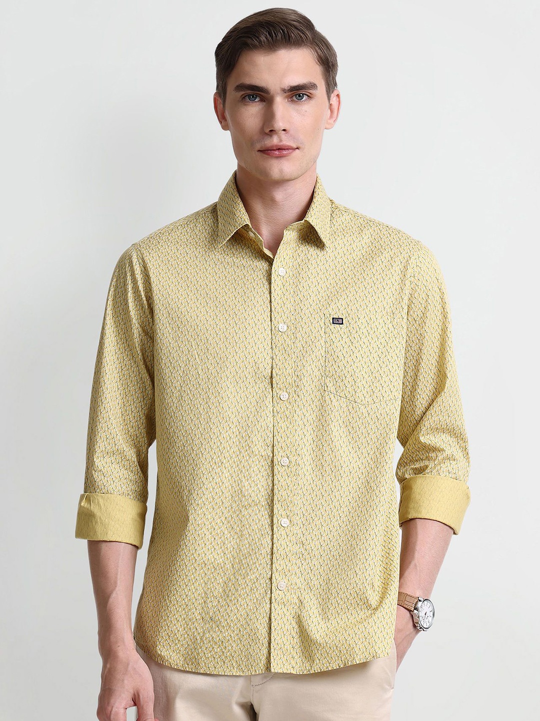 

Arrow Sport Men Opaque Printed Casual Shirt, Yellow