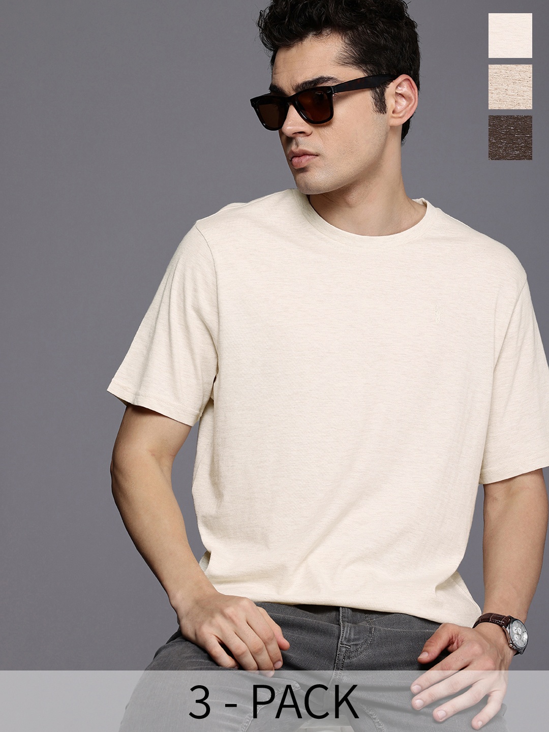 

NEXT Pack Of 3 Solid T-shirt, Cream