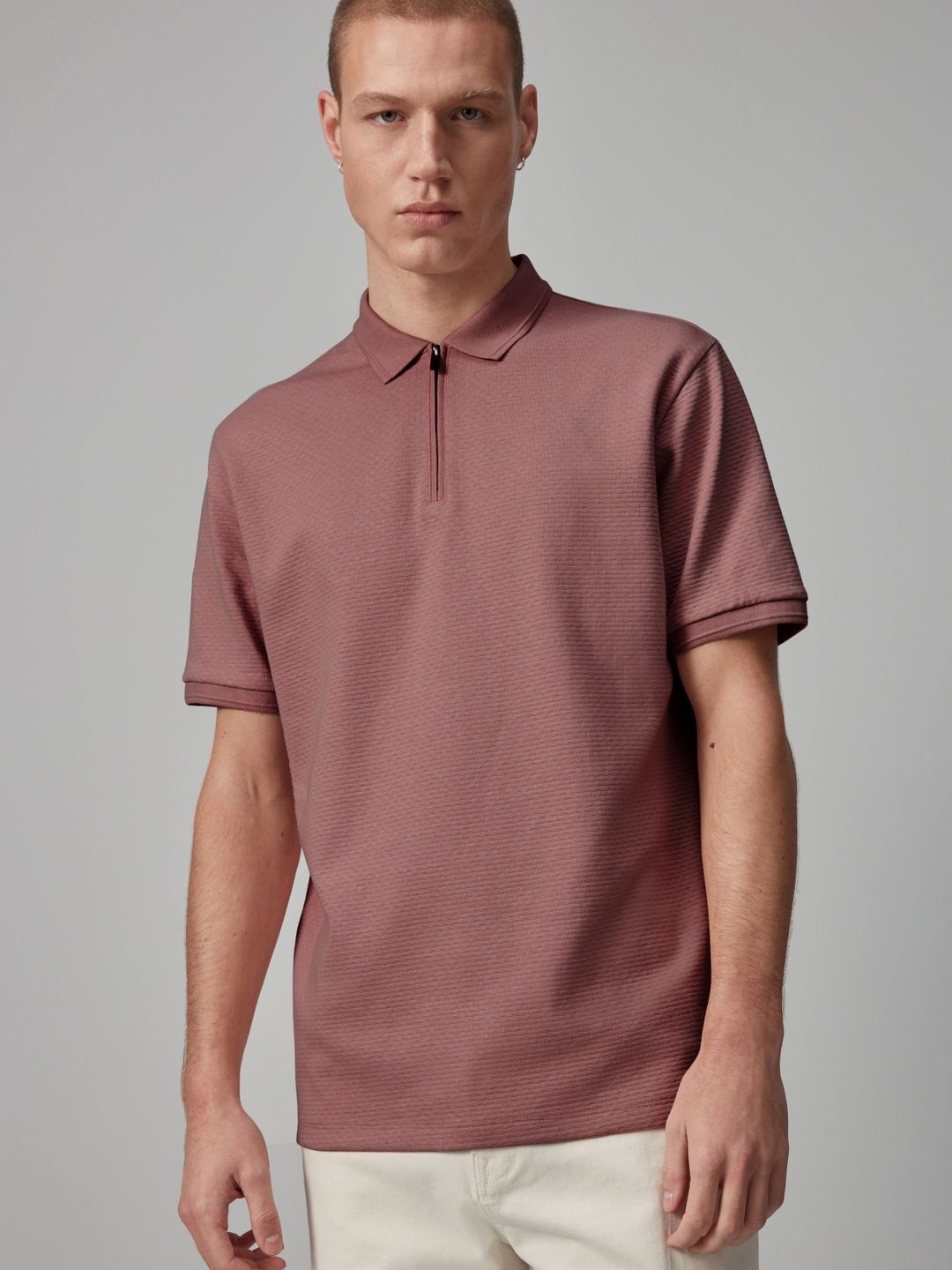 

NEXT Self Design Polo Collar T-shirt, Mauve