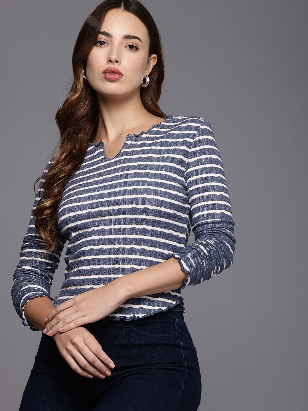 

NEXT Self Striped Knitted Top, Blue