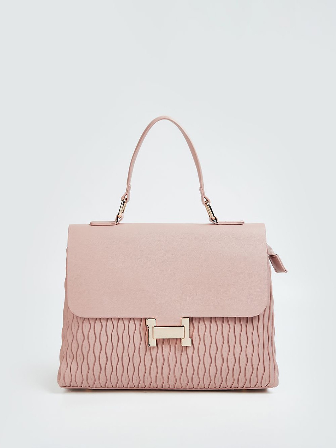

CODE by Lifestyle Striped PU Structured Satchel with Fringed, Pink