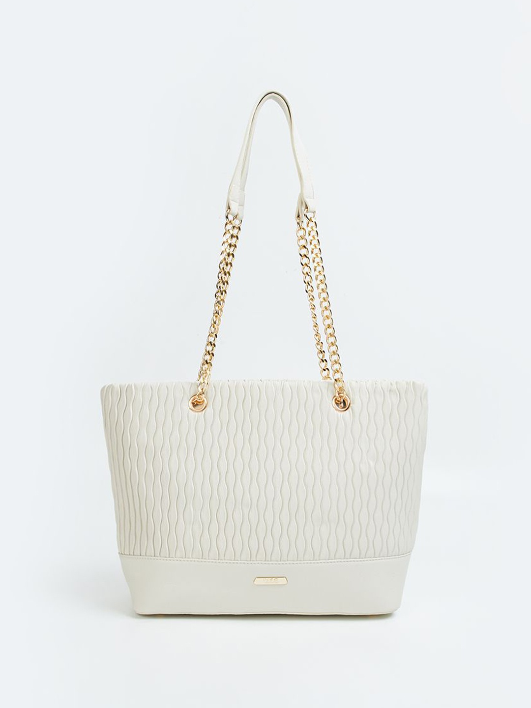 

CODE by Lifestyle Geometric Textured PU Oversized Structured Shoulder Bag with Quilted, Beige