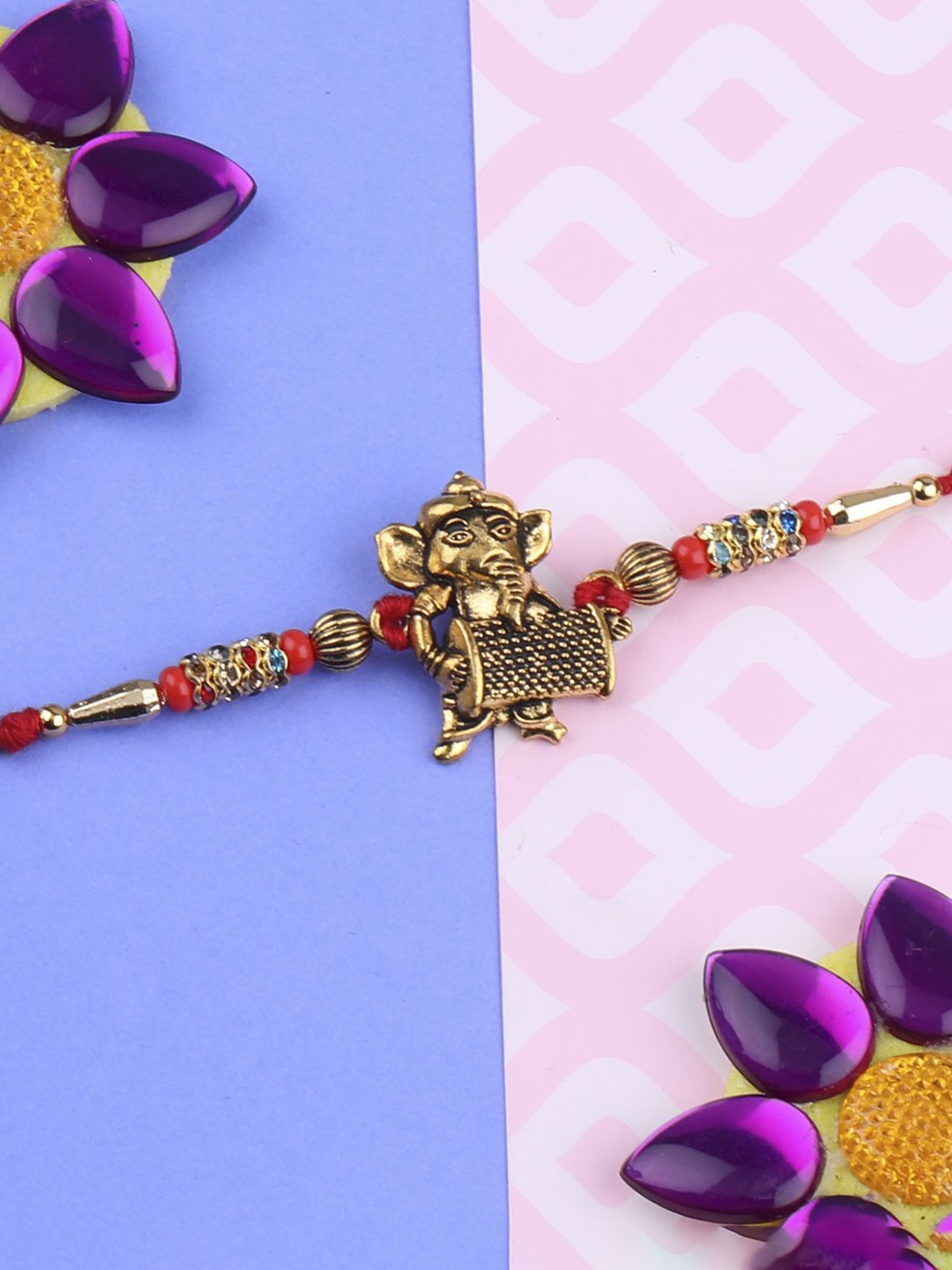 

Silver Shine Bhaiya Bhabhi Rakhi With Roli Chawal, Gold