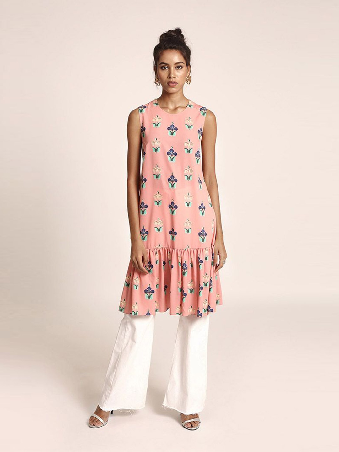 

PS PRET BY PAYAL SINGHAL Printed Round Neck Kurta, Coral