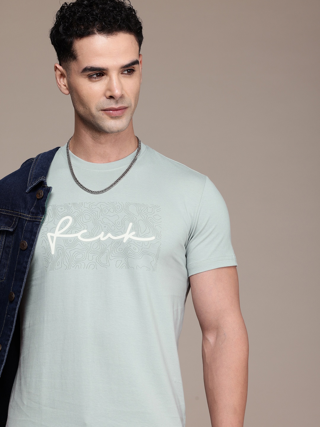 

FCUK Men Typography Printed Pure Cotton Bio Finish T-shirt, Grey