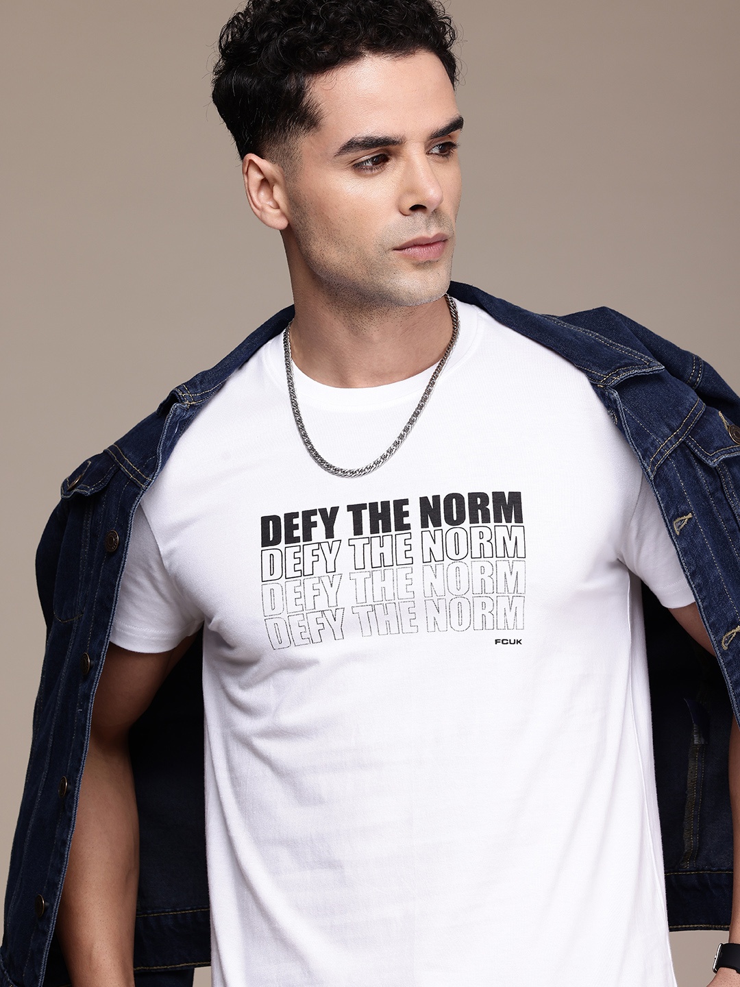 

FCUK Men Typography Printed Pure Cotton Bio Finish T-shirt, White