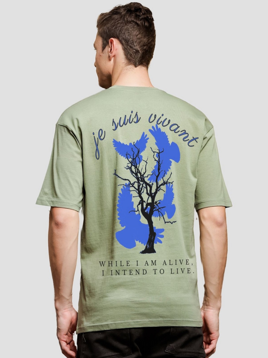 

ADRO Men Typography Printed Raw Edge T-shirt, Olive