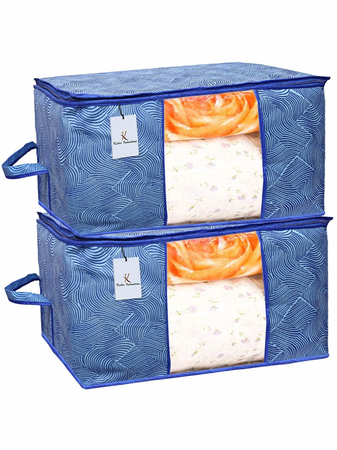 

Kuber Industries Blue & Transparent 2 Pieces Printed Multi-Utility Organisers