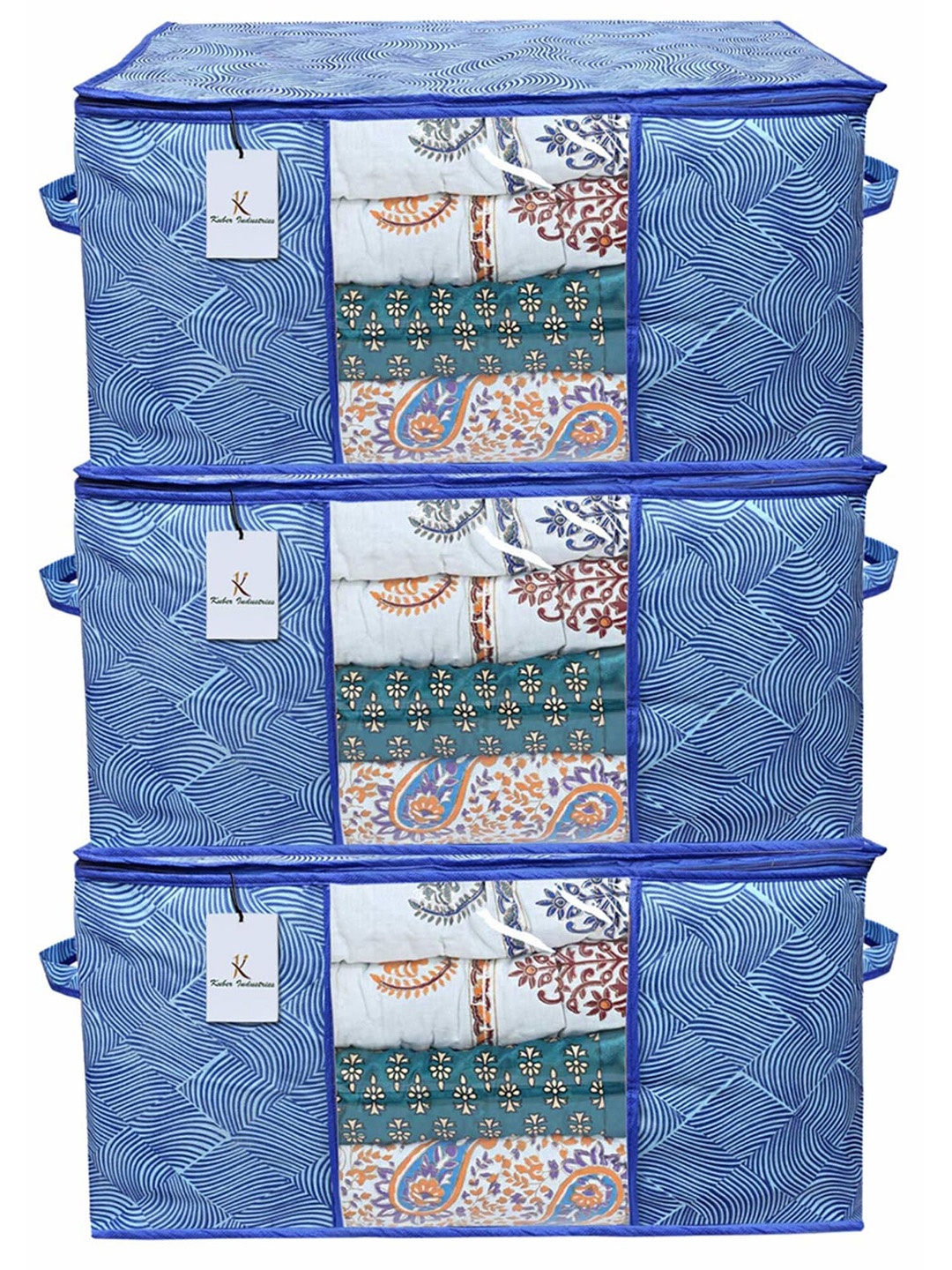 

Kuber Industries Blue 3 Pieces Regular Multi-Utility Organisers