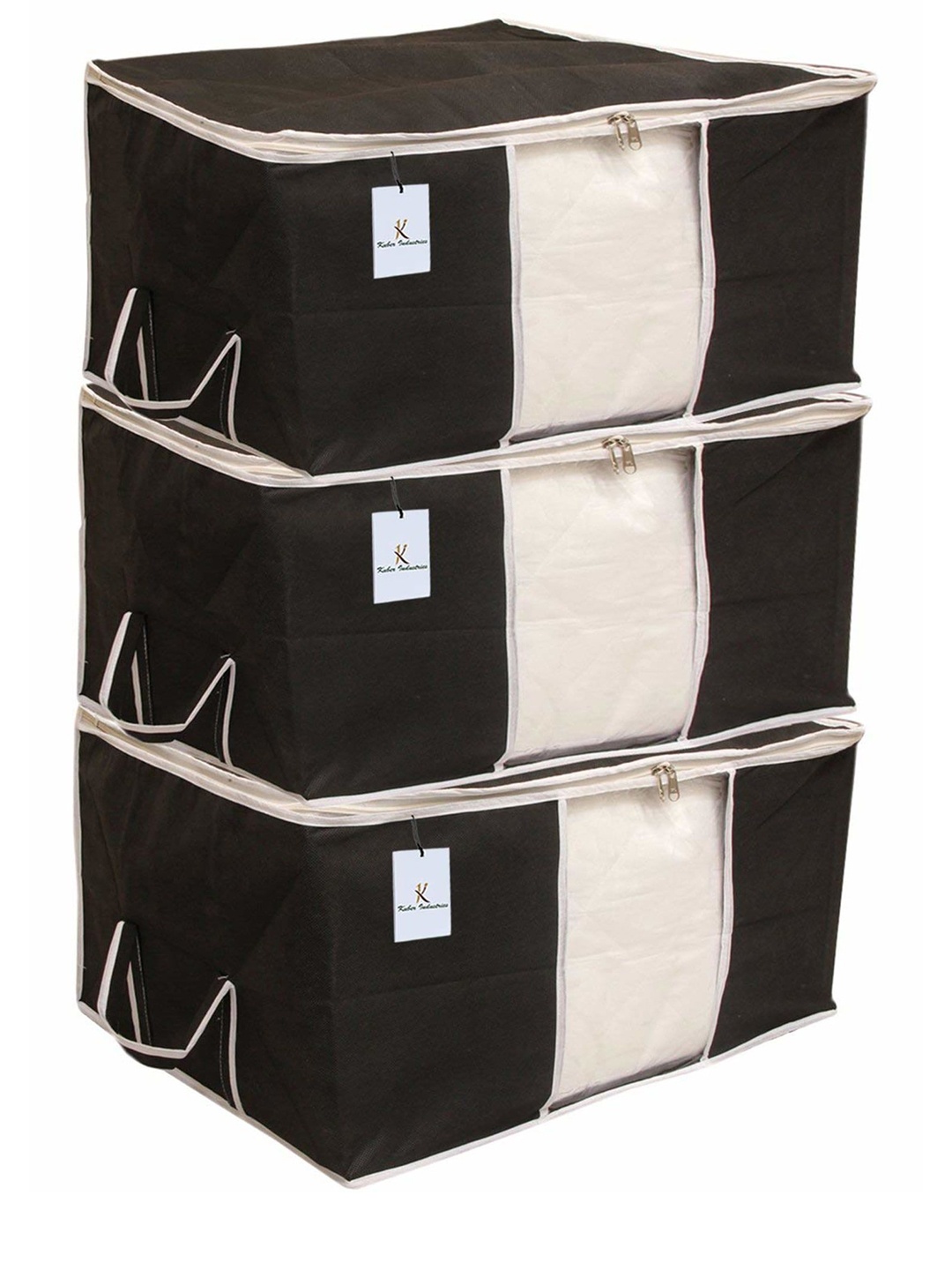 

Kuber Industries Black 3 Pieces Regular Multi-Utility Organisers
