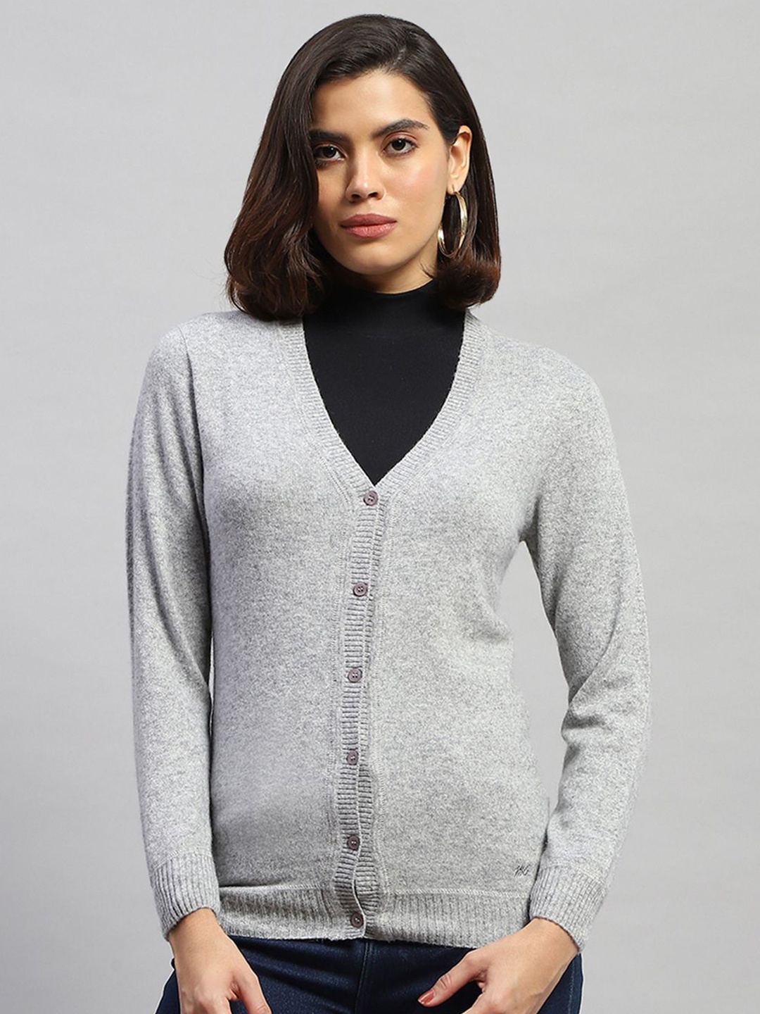 

Monte Carlo Women Woollen Cardigan, Grey