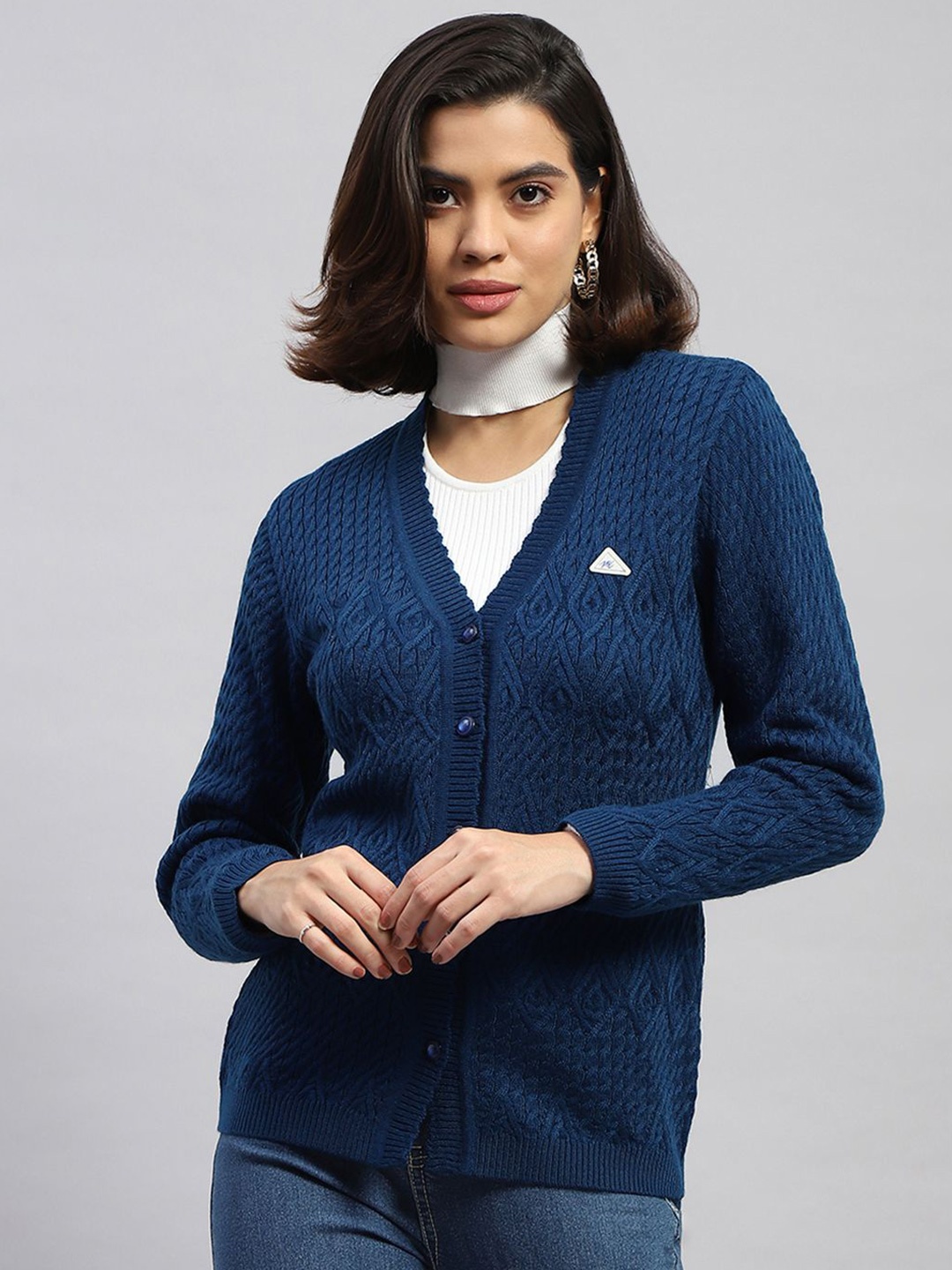 

Monte Carlo Women Woollen Cardigan, Navy blue