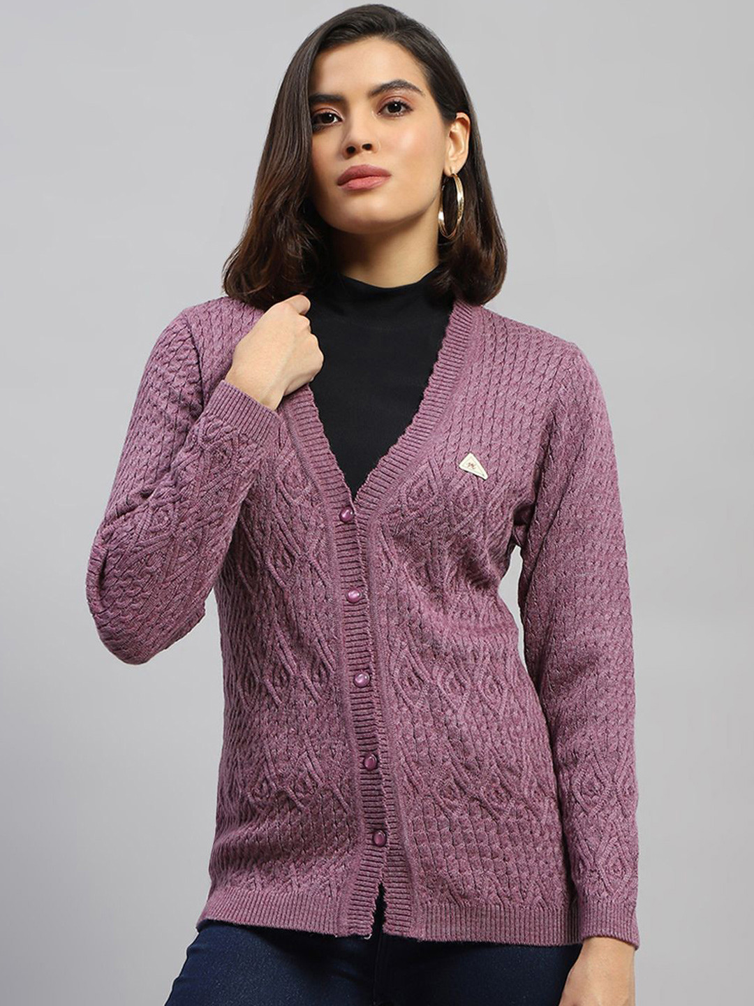 

Monte Carlo Women Woollen Cardigan, Purple