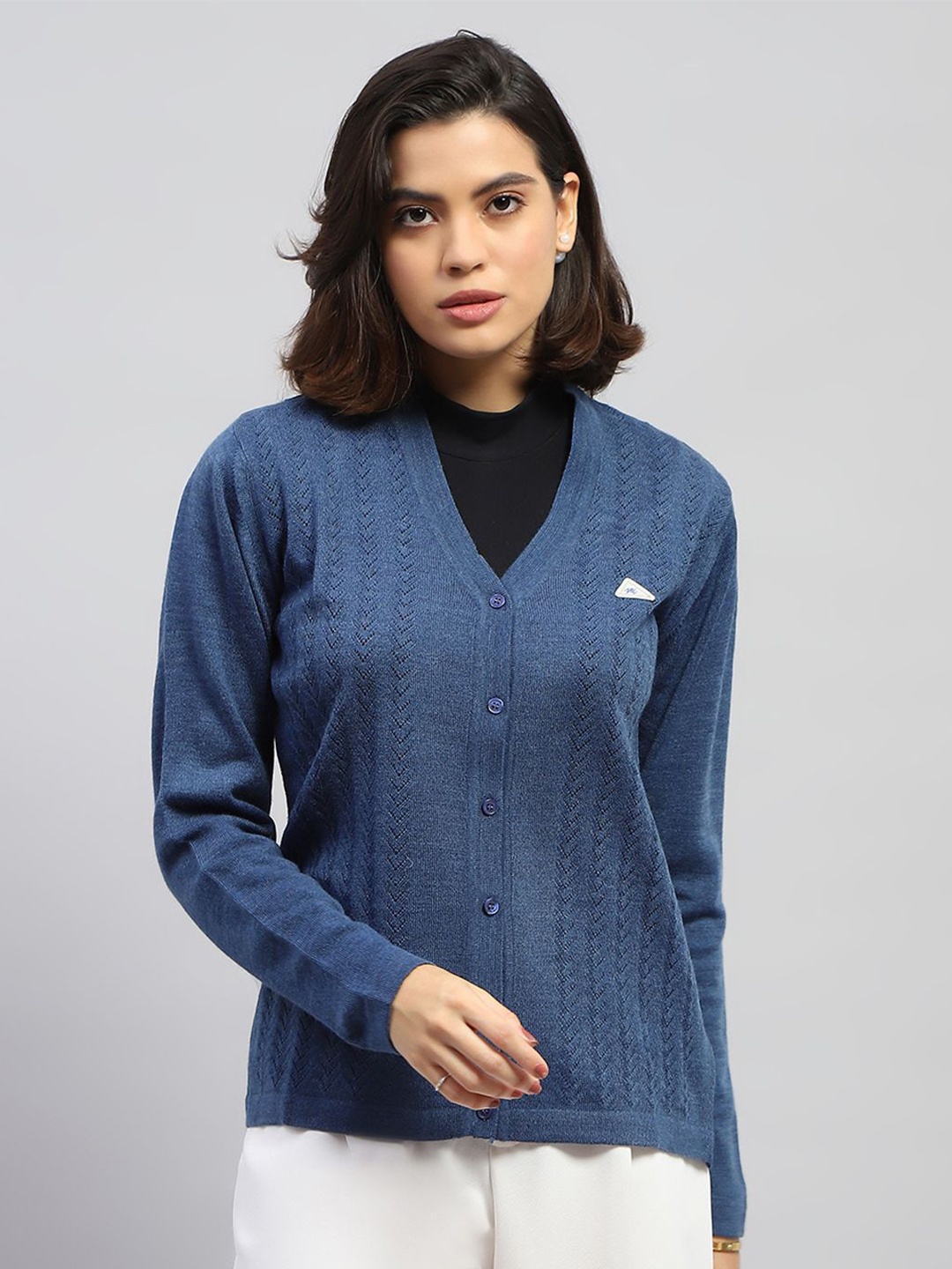 

Monte Carlo Women Woollen Cardigan, Blue