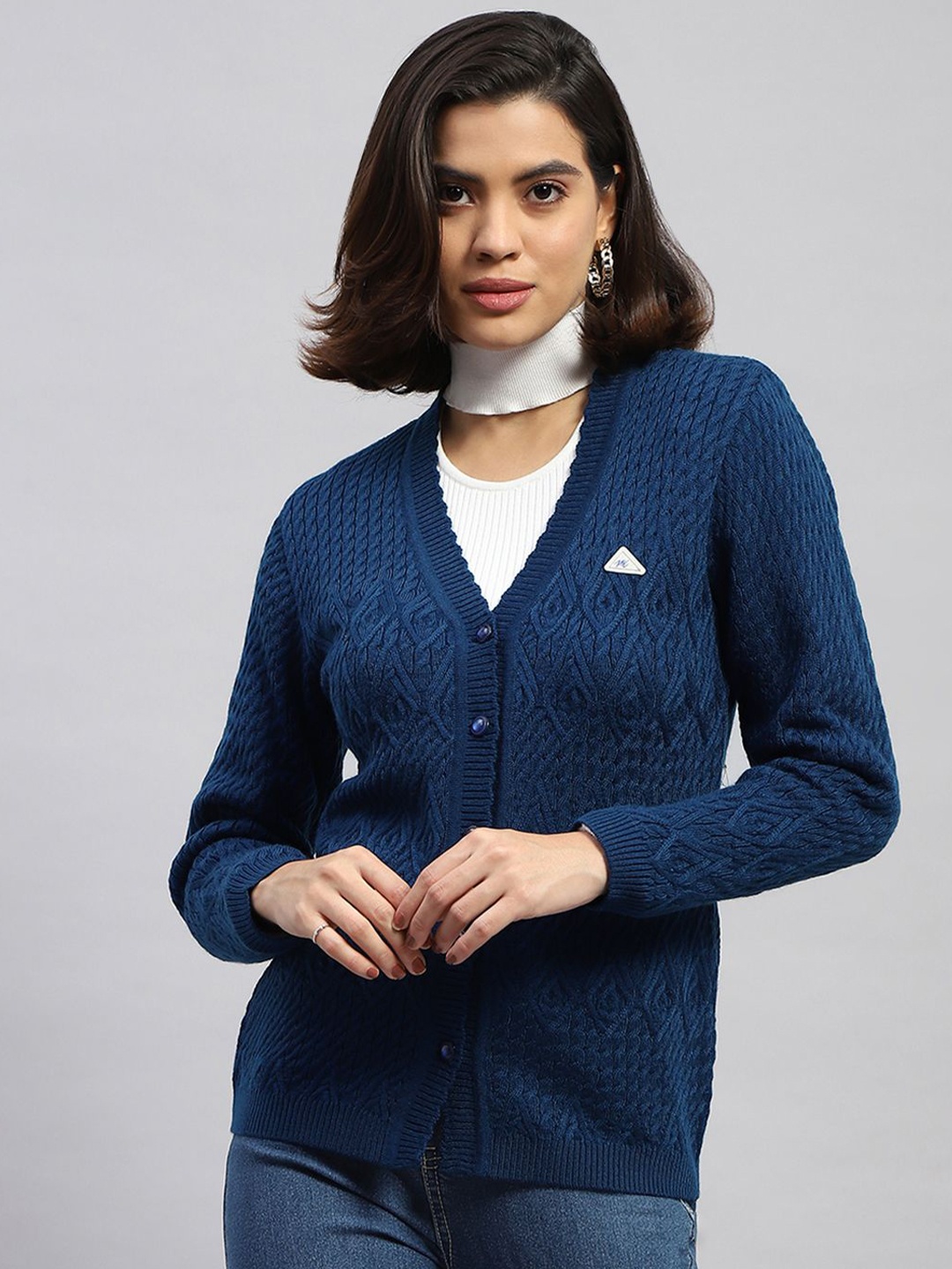 

Monte Carlo Women Woollen Cardigan, Navy blue