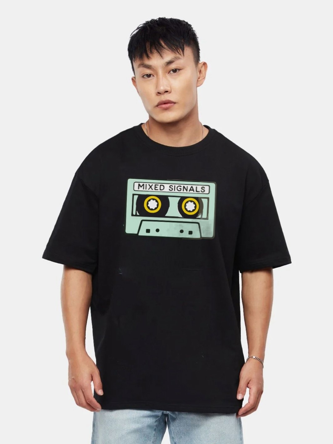 

RARESCAPE Men Floral Printed Raw Edge T-shirt, Black