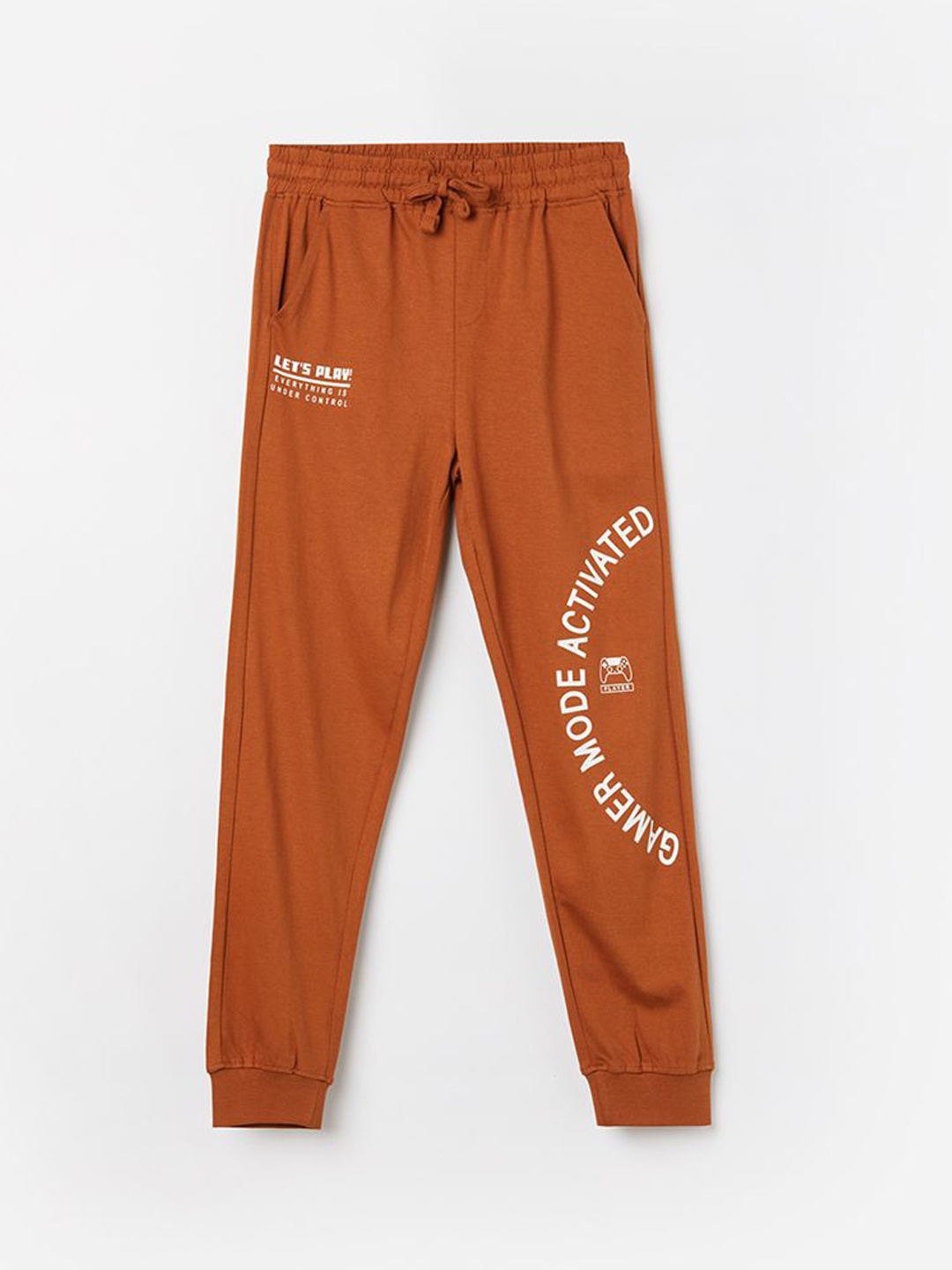 

Fame Forever by Lifestyle Boys Printed Mid Rise Coton Joggers, Rust