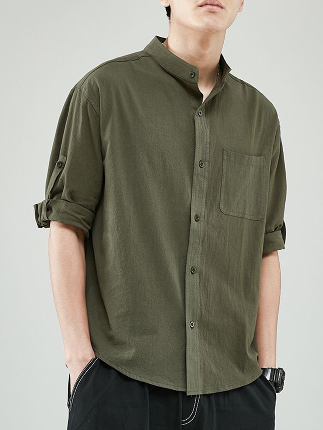 

StyleCast Men Opaque Casual Shirt, Olive