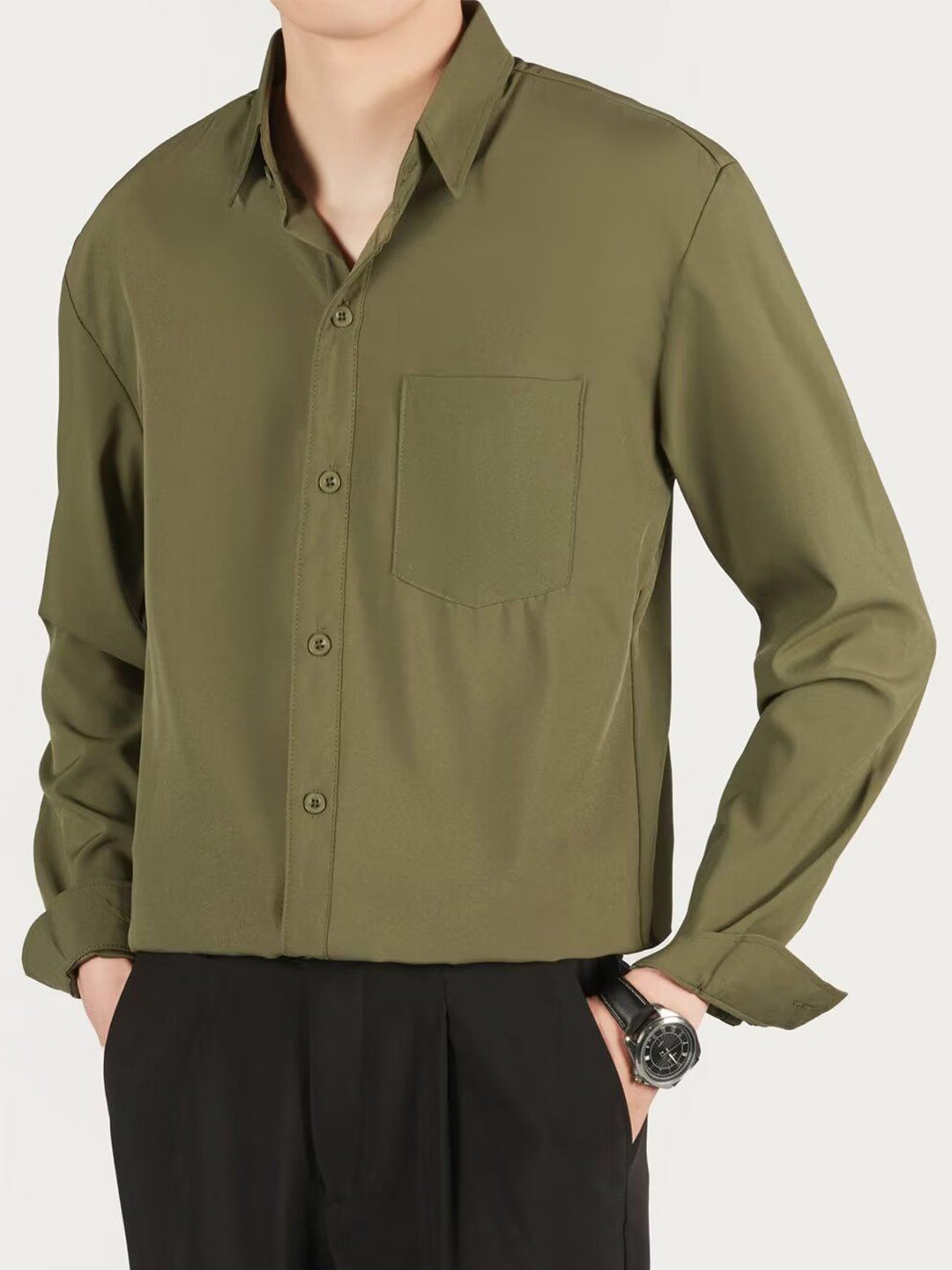 

StyleCast Men Opaque Formal Shirt, Olive