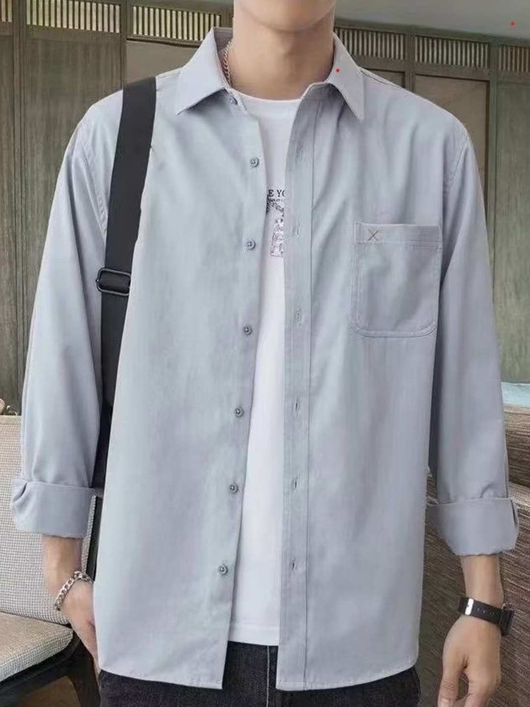 

StyleCast Men Opaque Striped Casual Shirt, Grey