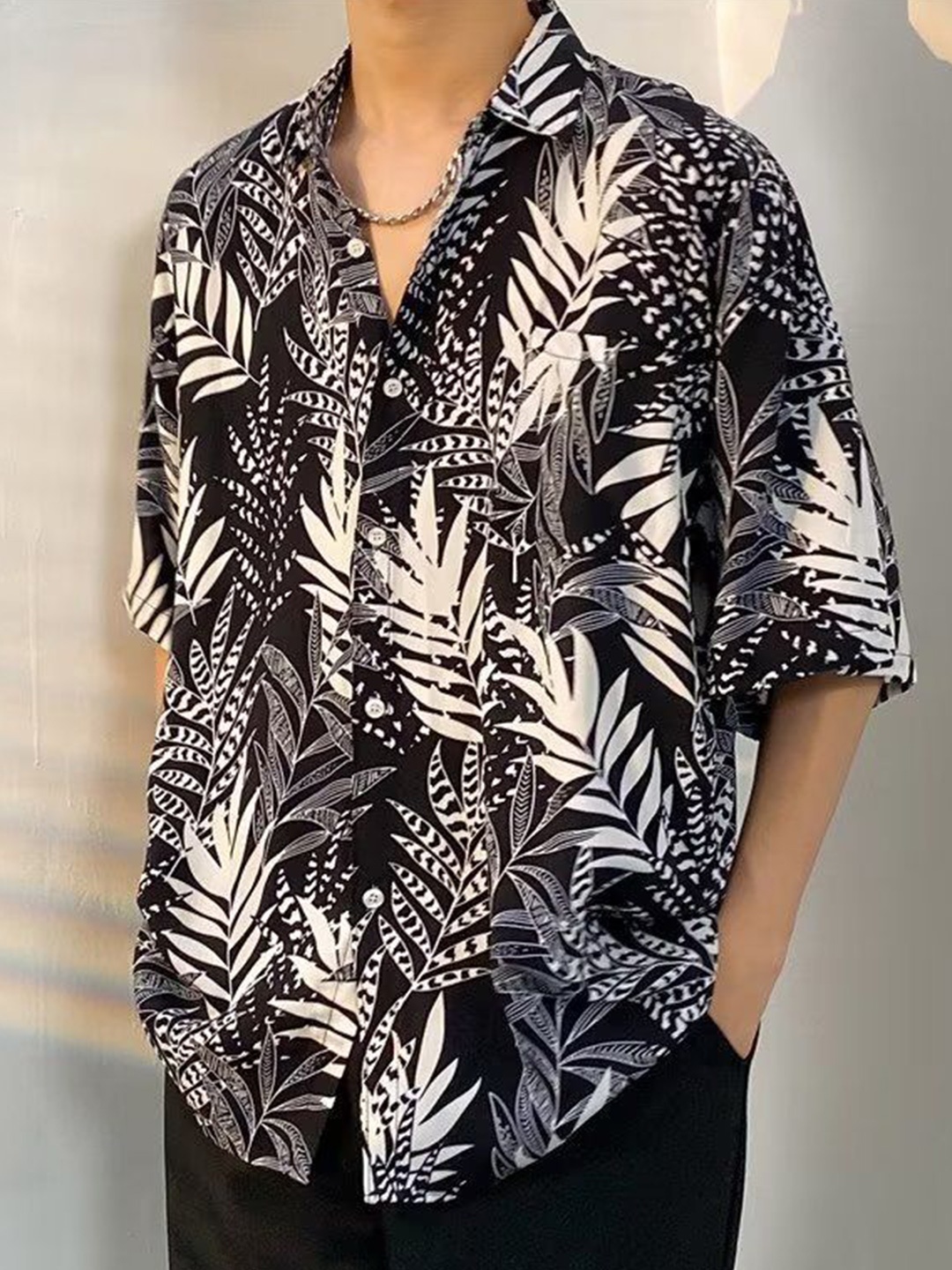 

StyleCast Men Opaque Printed Casual Shirt, Black