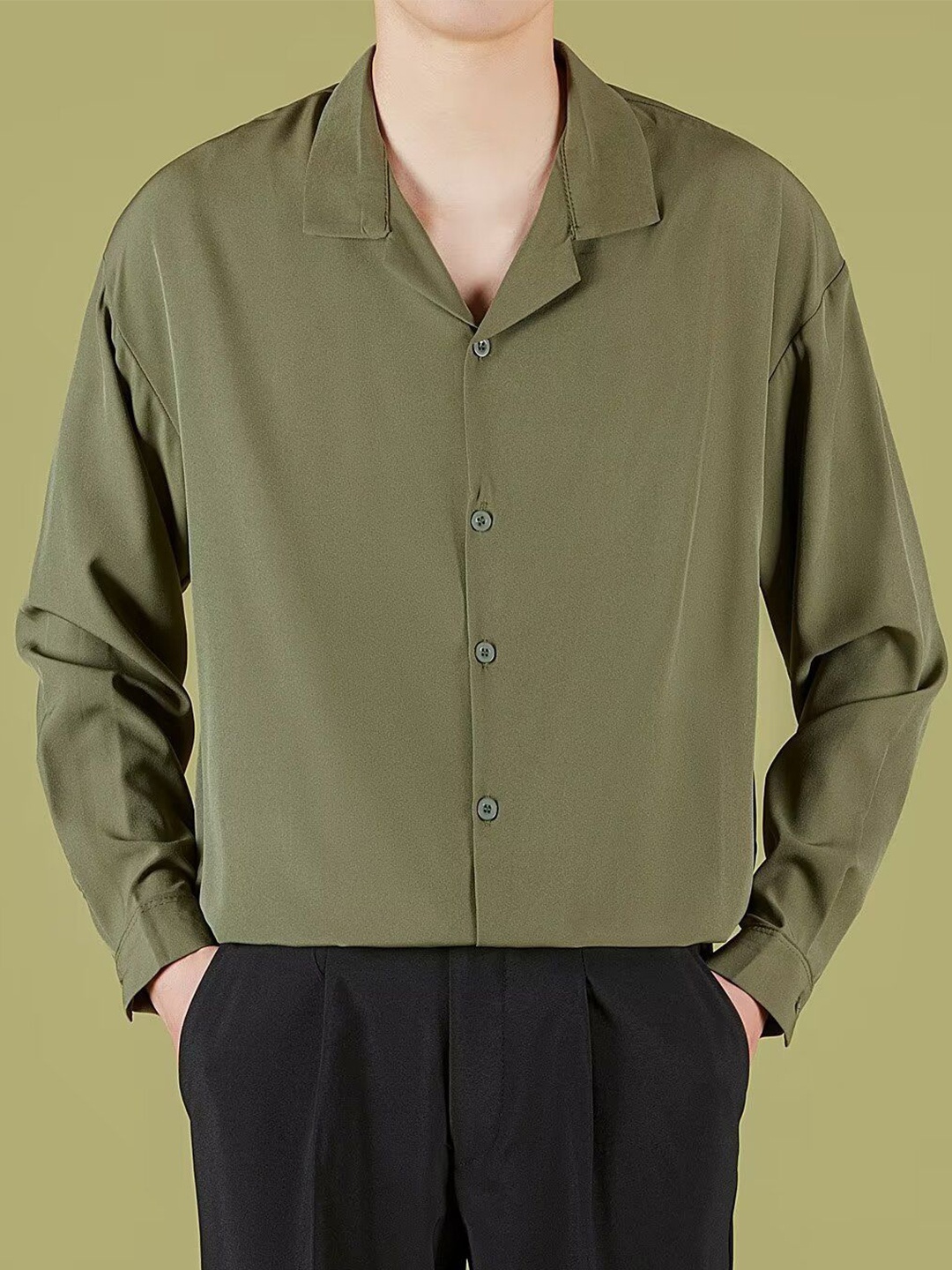 

StyleCast Men Opaque Formal Shirt, Olive