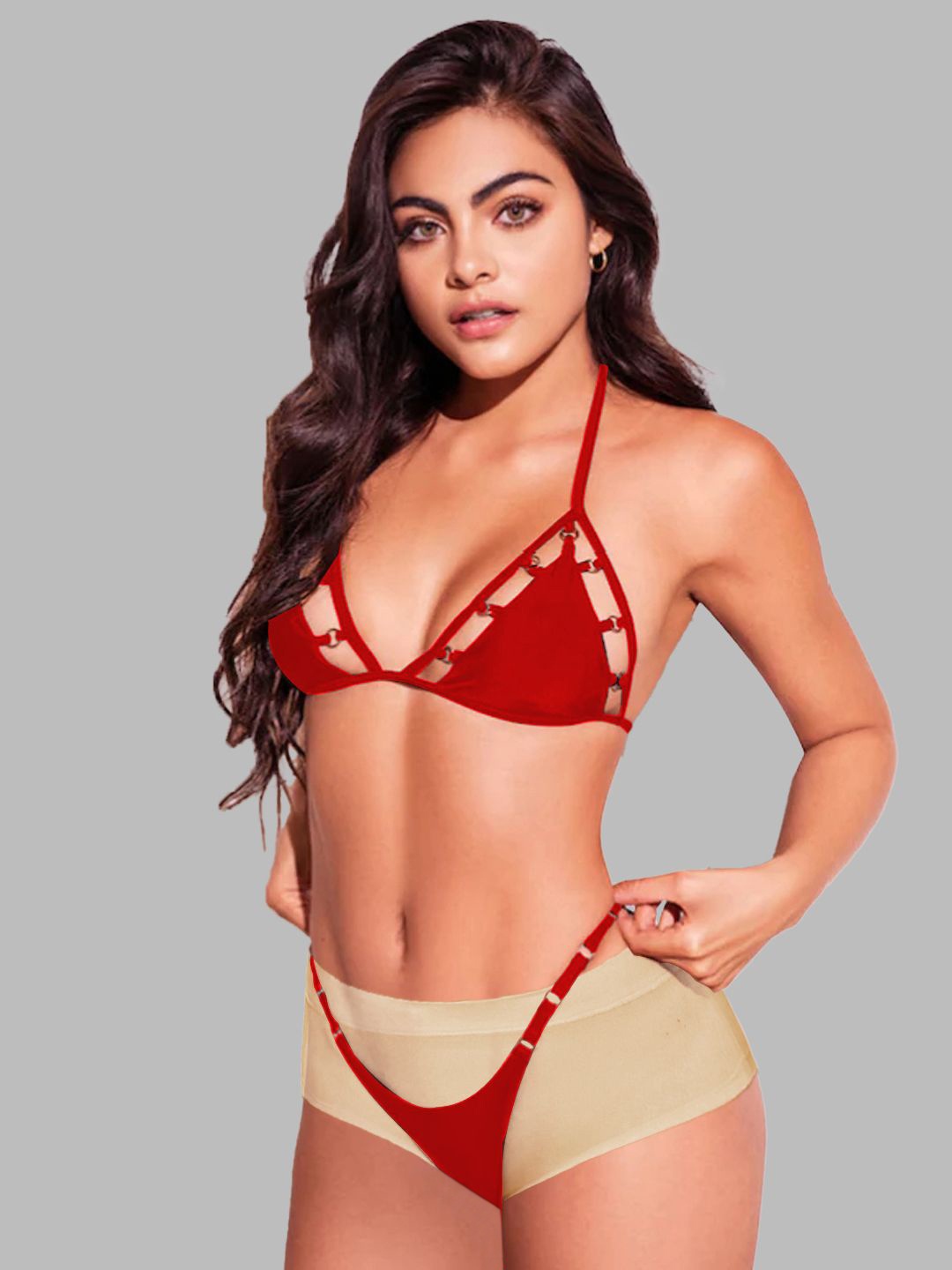 

VAGHBHATT Low-Rise Non-Padded Lingerie Set, Red