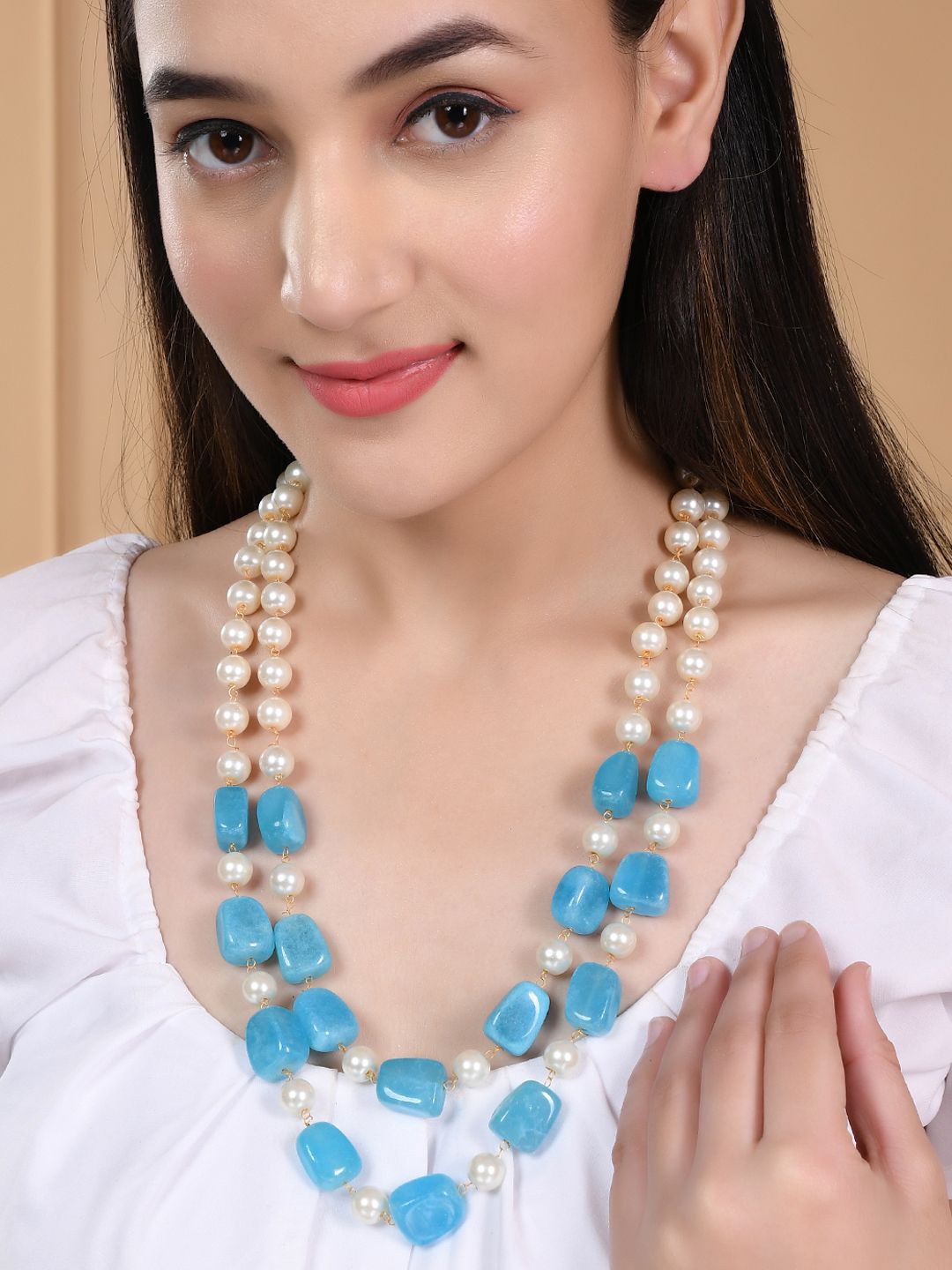 

Silvermerc Designs Gold-Plated Pearls Beaded Layered Necklace