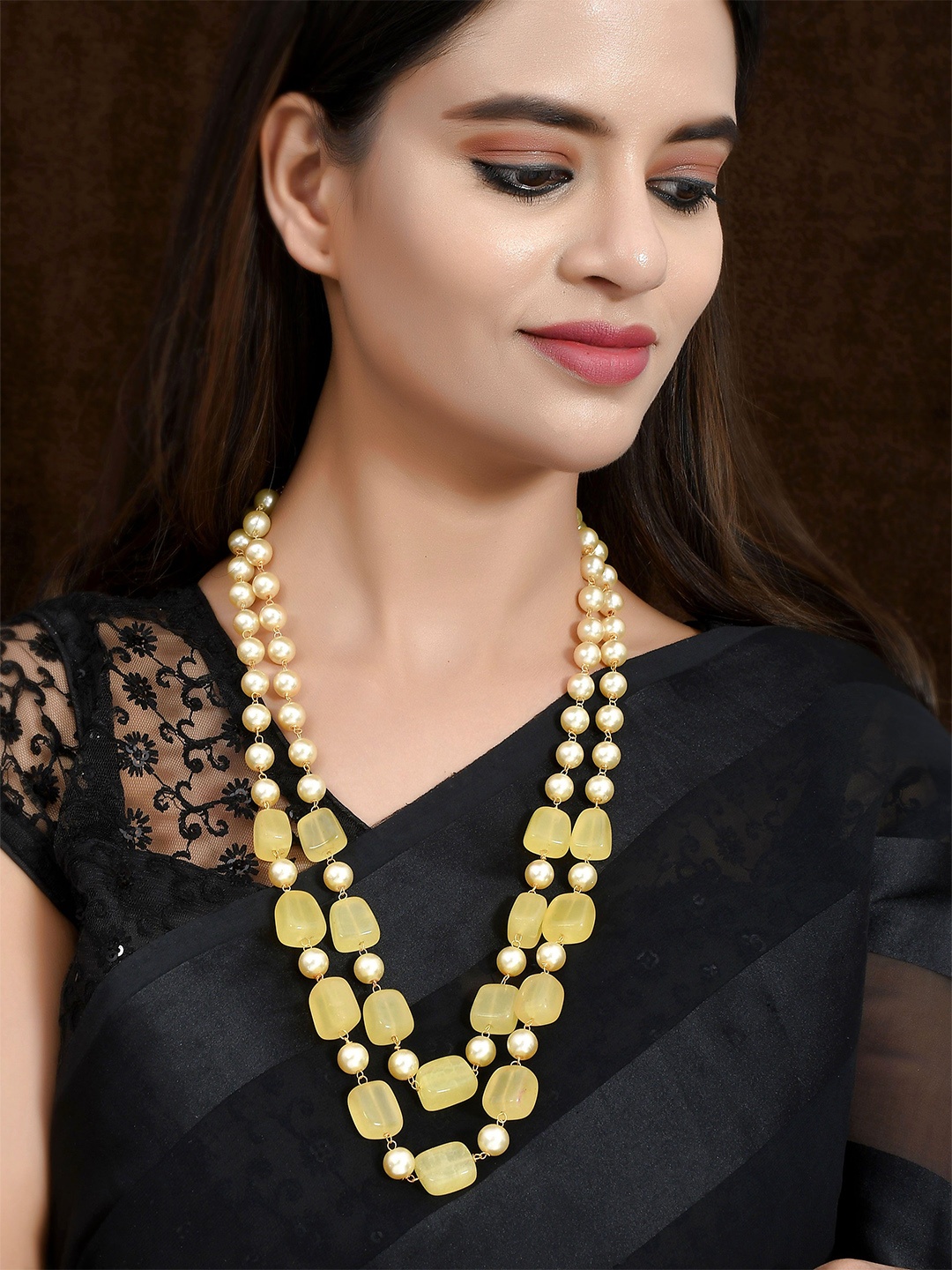 

Silvermerc Designs Gold-Plated Pearls Beaded Layered Necklace
