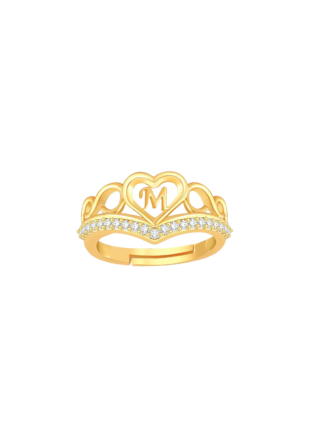 

Lila Gold-Plated Cubic Zirconia Studded Finger Ring