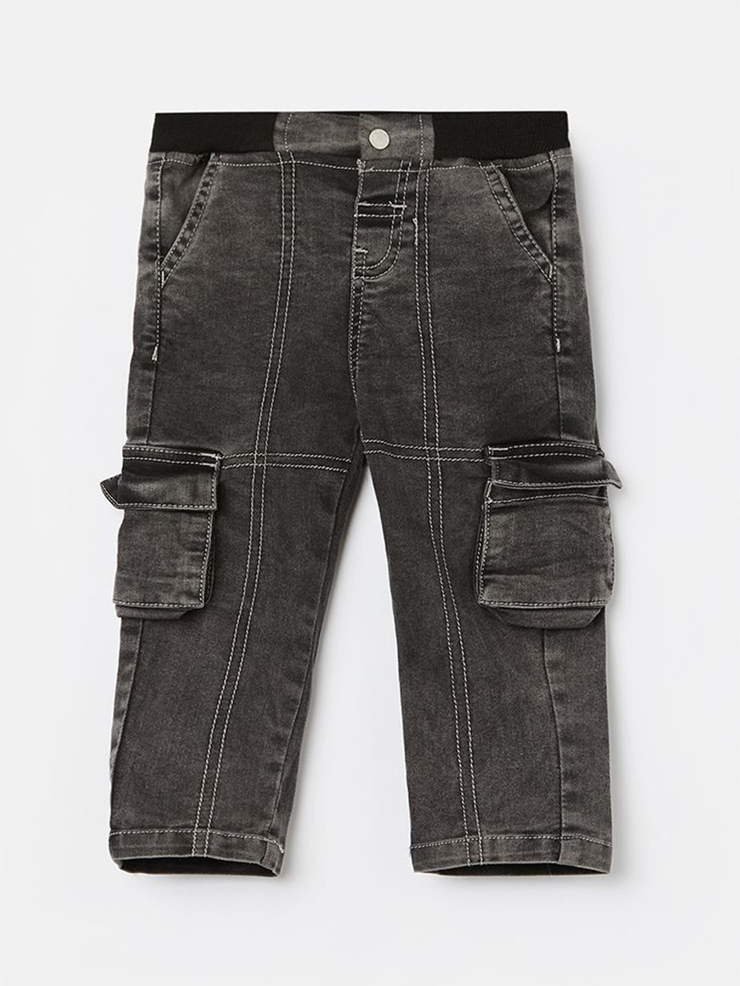 

Juniors by Lifestyle Boys Mid-Rise Cotton Cargo Style Jeans, Grey