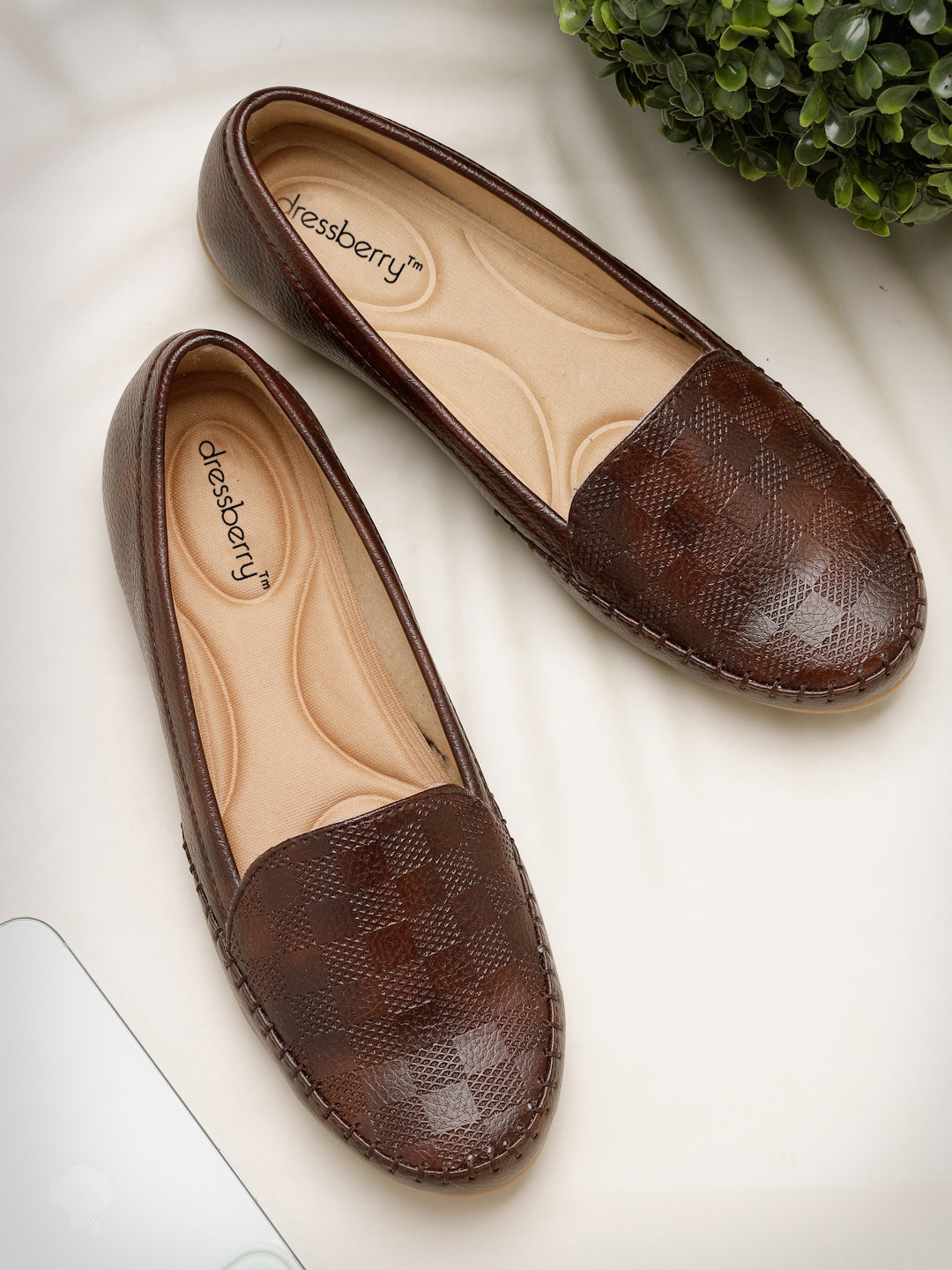 

DressBerry Women Brown Embellished Flats