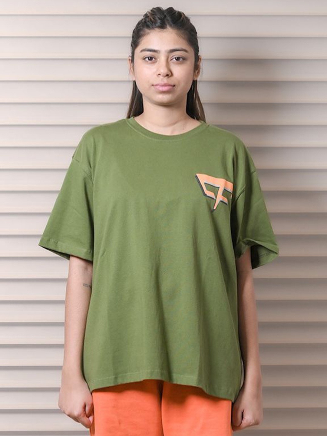 

9FIGR Unisex Round-Neck Oversized T-shirt, Green