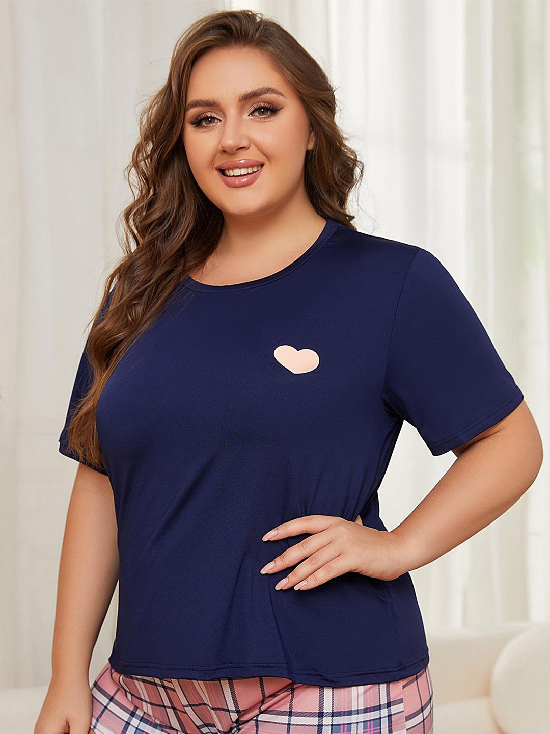 

LULU & SKY Women T-shirt & Shorts Night suit, Navy blue