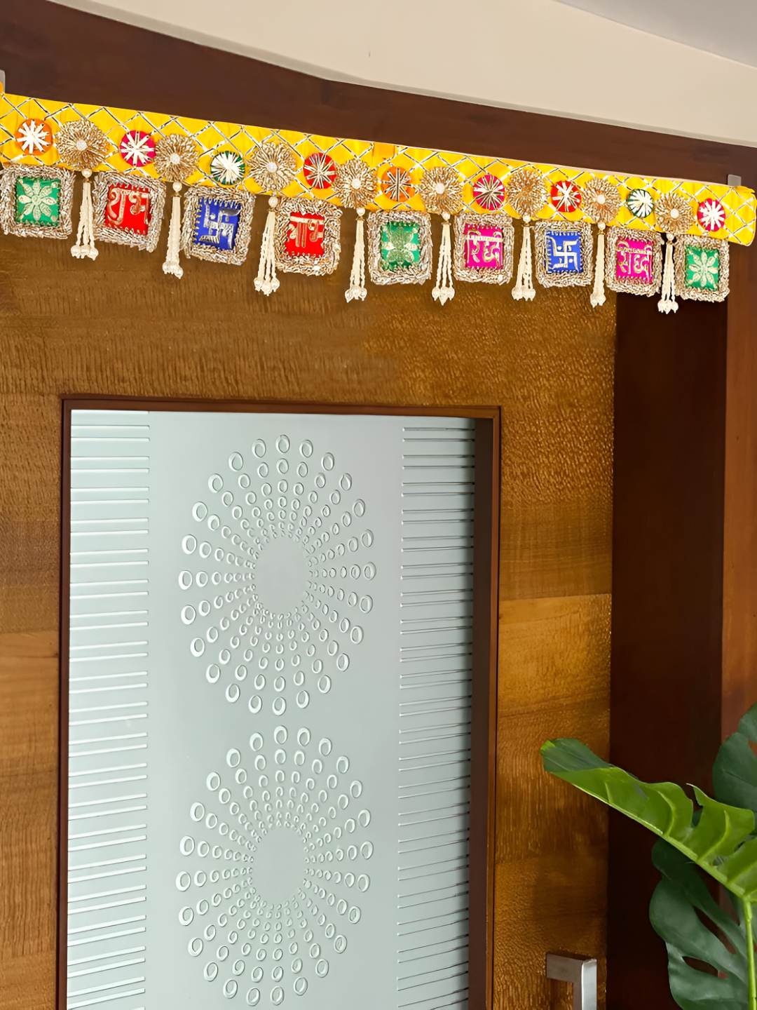 

THE HOME CO. Yellow & Red Embroidered Door Toran Festive Decor
