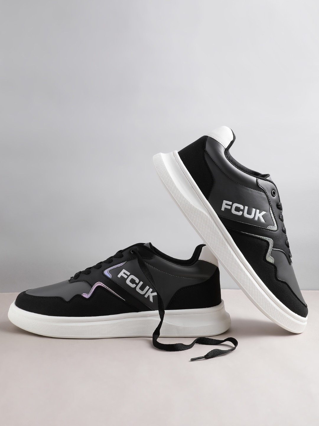 

FCUK Men Brand-Logo Printed Everyday Sneakers, Black