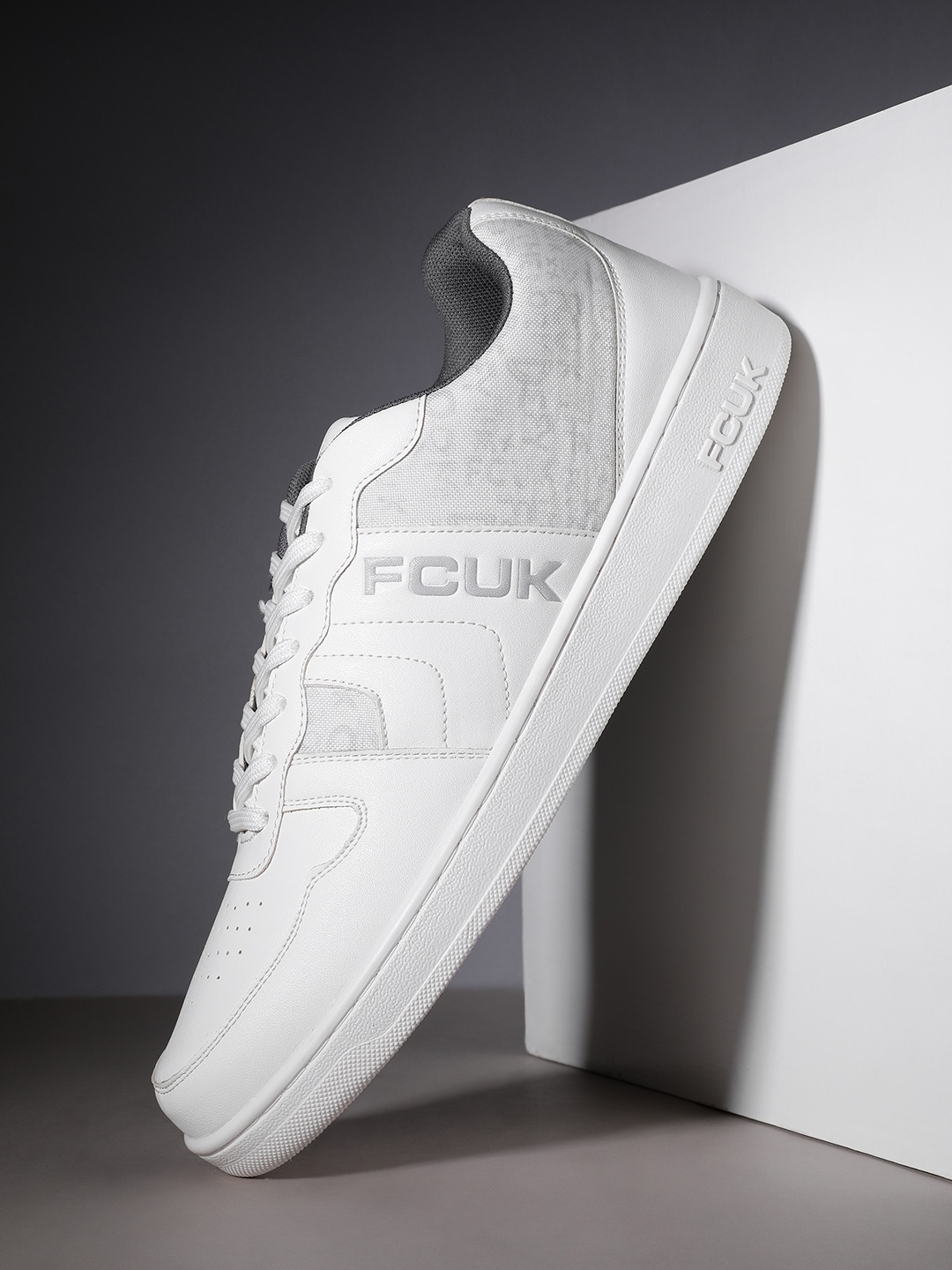 

FCUK Men Perforated Sneakers, White