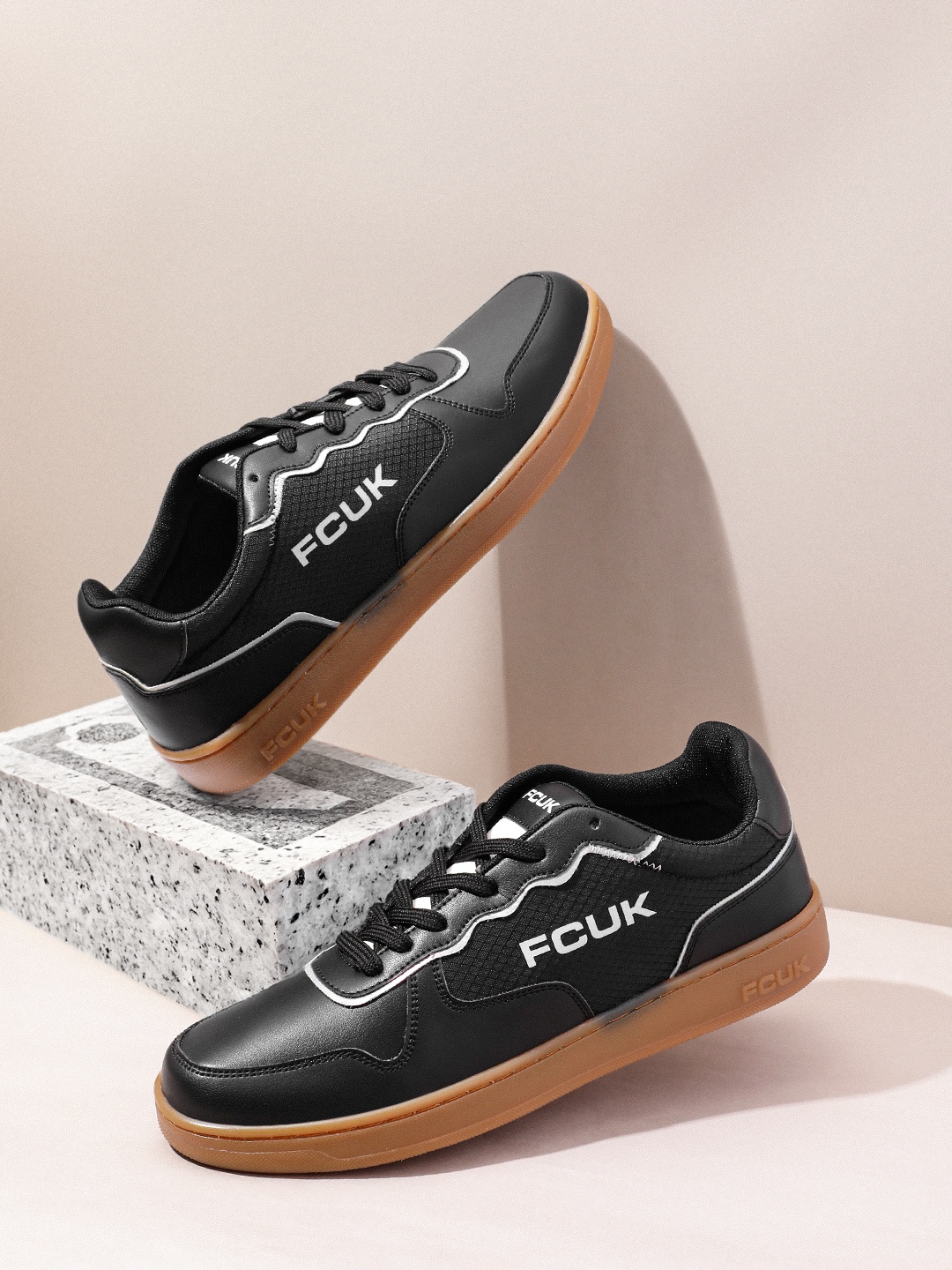

FCUK Men Brand-Logo Printed Everyday Sneakers, Black