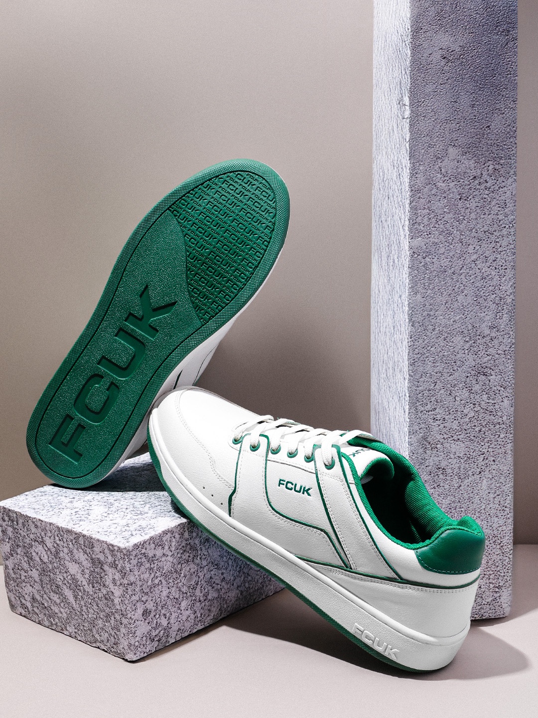 

FCUK Men Brand-Logo Printed Everyday Sneakers, White