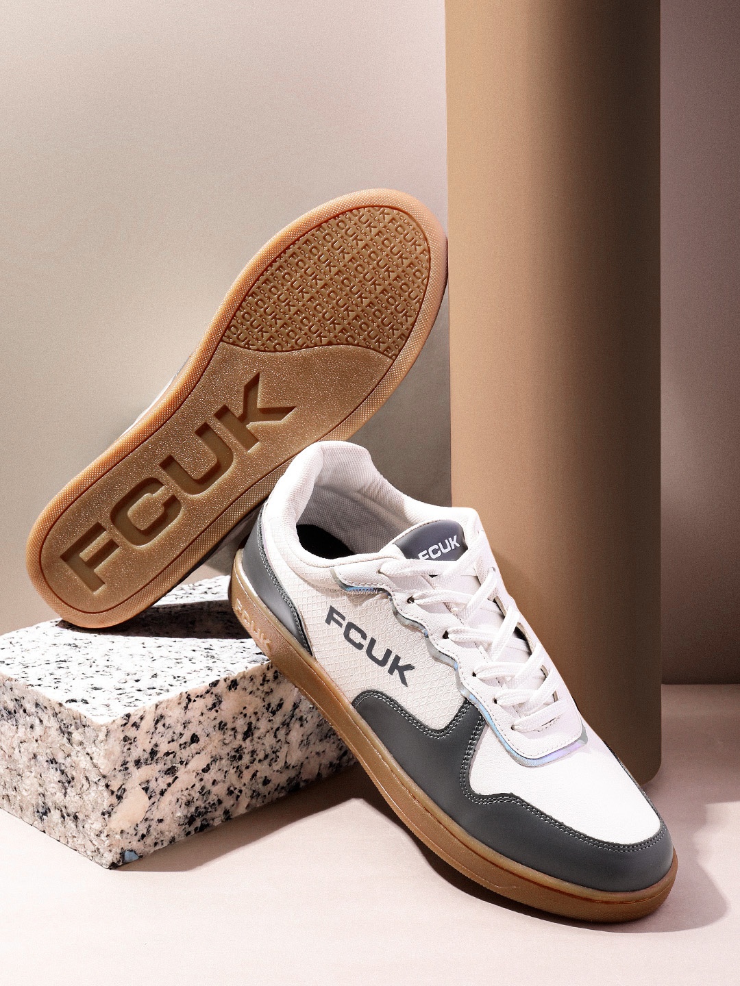 

FCUK Men Brand-Logo Printed Everyday Sneakers, White