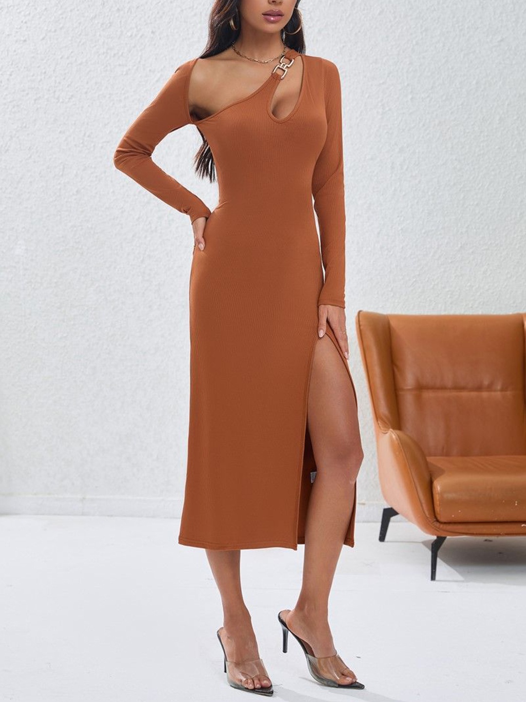 

StyleCast Georgette Sheath Midi Dress, Brown