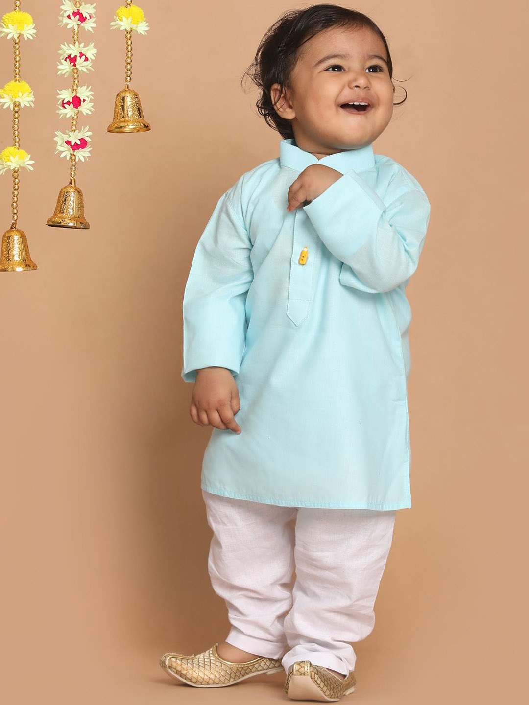 

VASTRAMAY Boys Mandarin Collar Straight Kurta, Blue