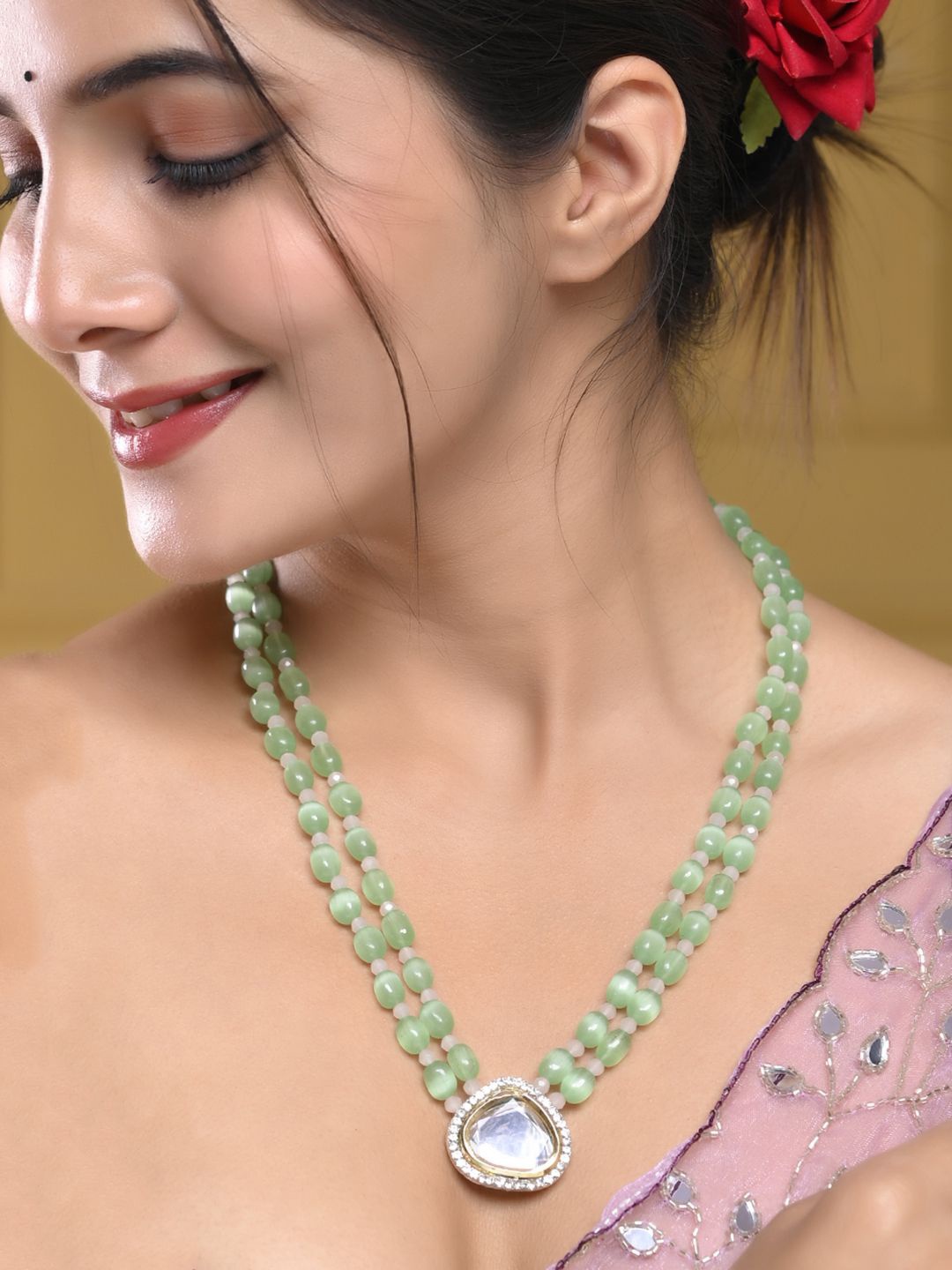 

Silvermerc Designs Gold-Plated Kundan Studded Layered Necklace