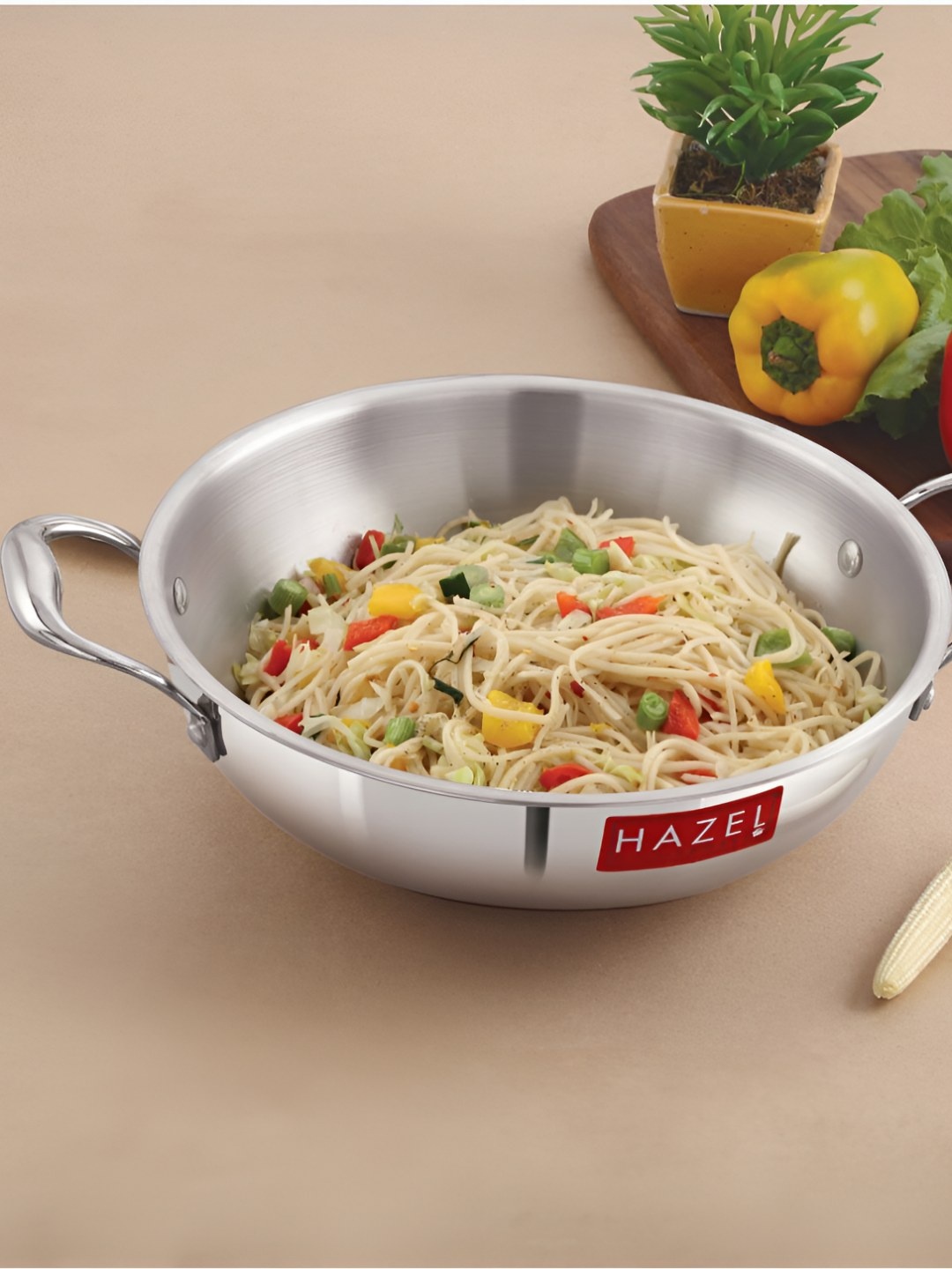 

HAZEL Silver toned Triply Stainless Steel Kadhai- 5.8 L