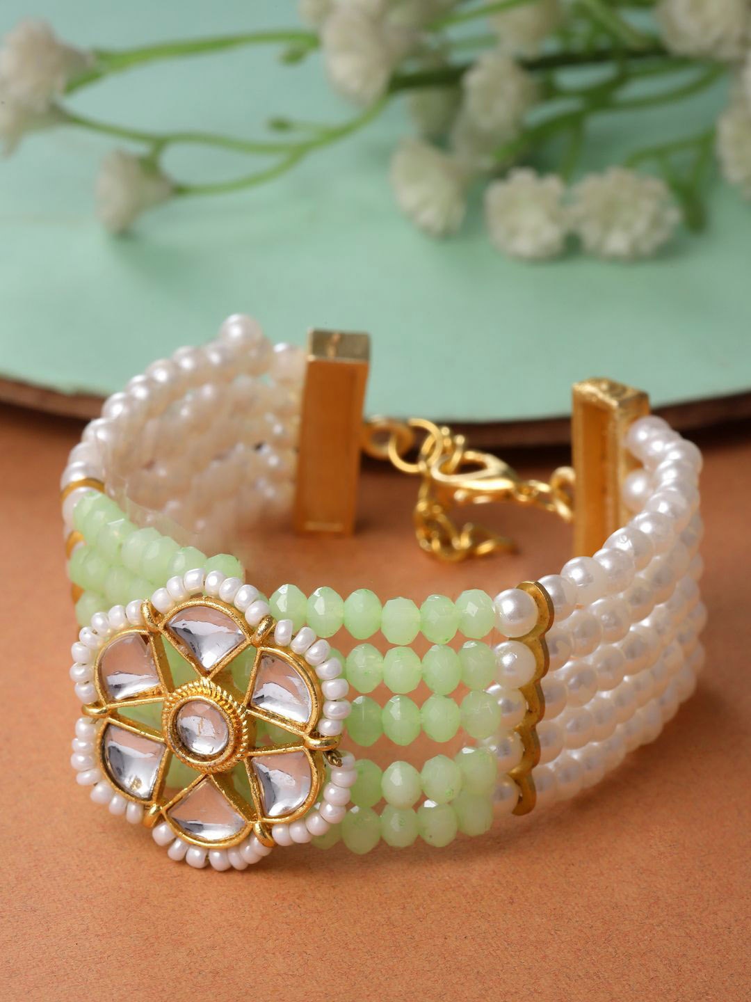 

Sanjog Beaded Wraparound Rakhi Bracelet, Green