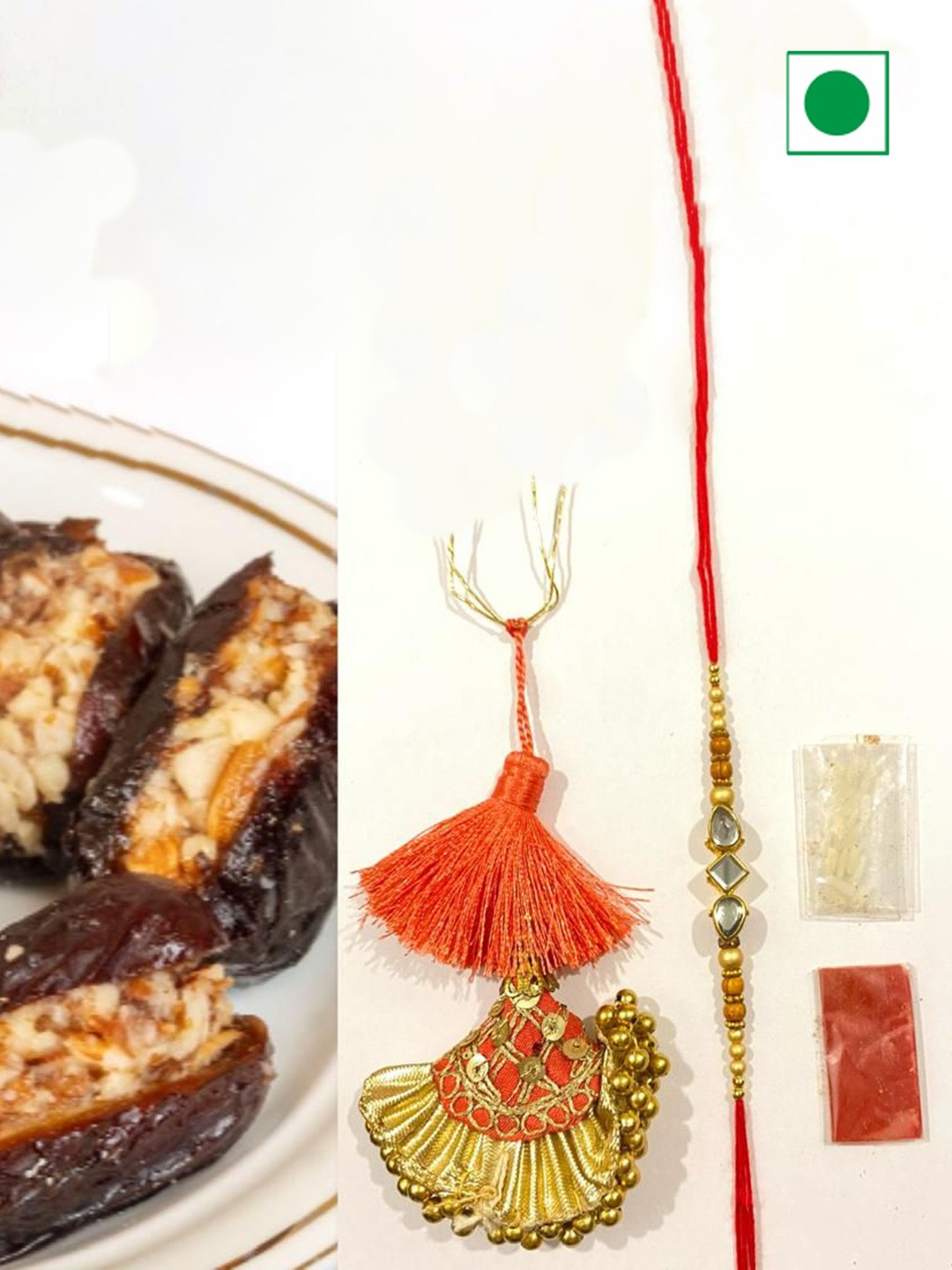 

Wishbox Set Of 2 Sweet Almond Dates & Rakhi Gifts, Brown