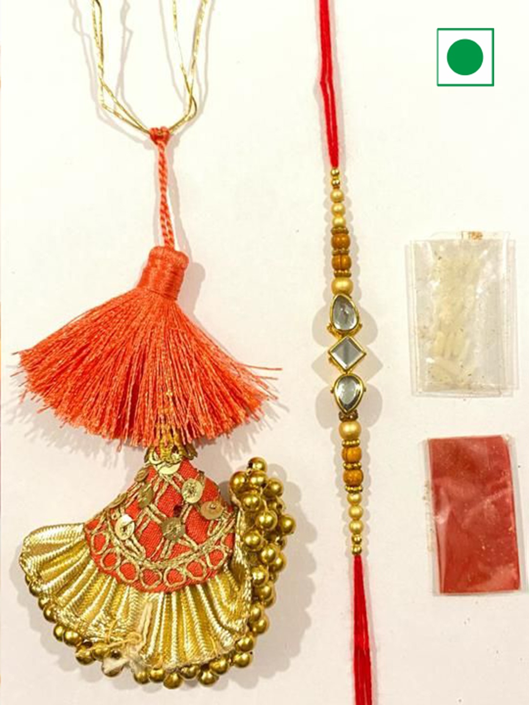 

Wishbox Set Of 2 Sweet Orange Stuffed Dates & Rakhi Gifts, Brown
