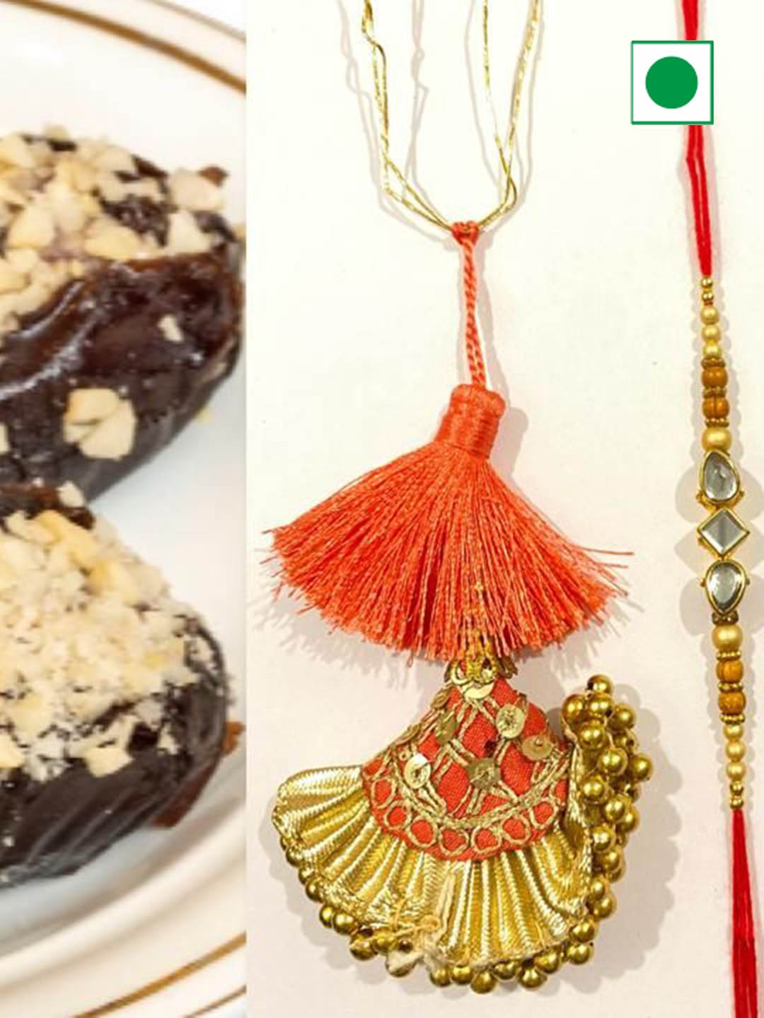 

Wishbox Set Of 2 Sweet Blueberry Stuffed Dates & Rakhi Gifts, Brown