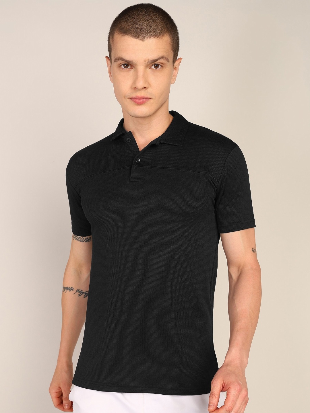 

Golden Kite Men Polo Collar Pockets T-shirt, Black